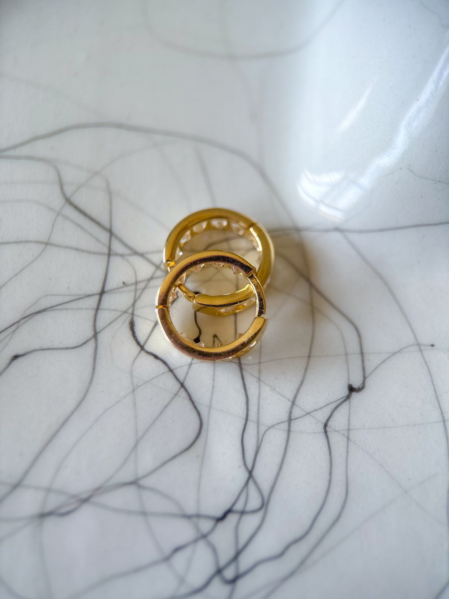 14k Yellow Gold Huggies with CZs - 3 pairs, sold separately