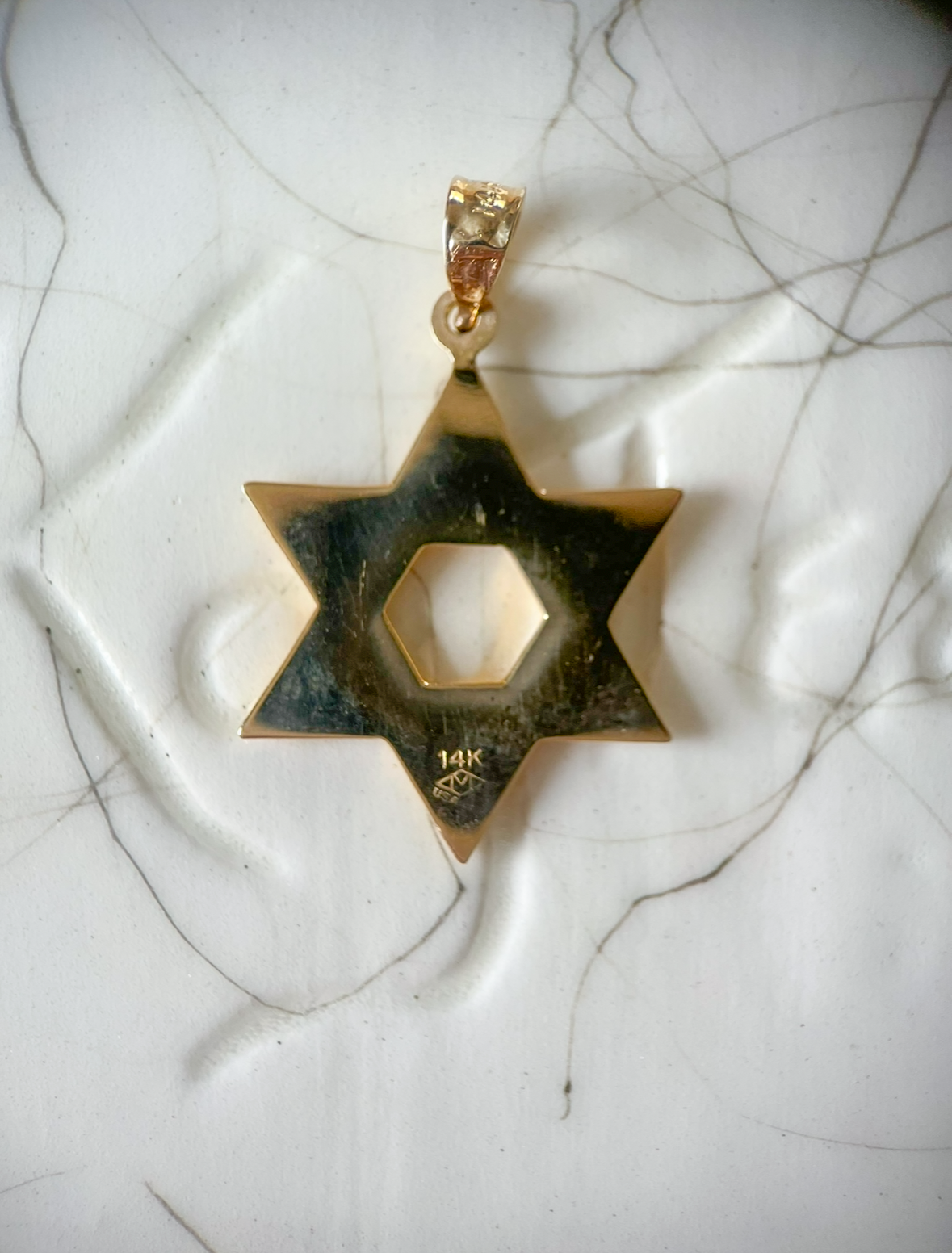 14k Yellow Gold Star of David Charm