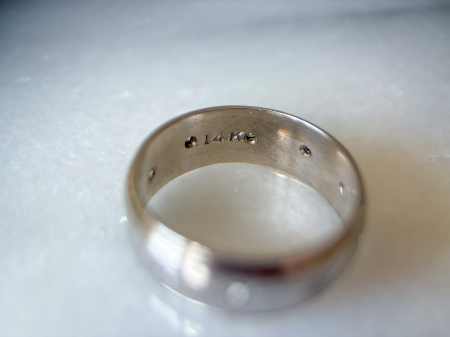 Vintage Natural Diamond 14k White Gold Mens Ring