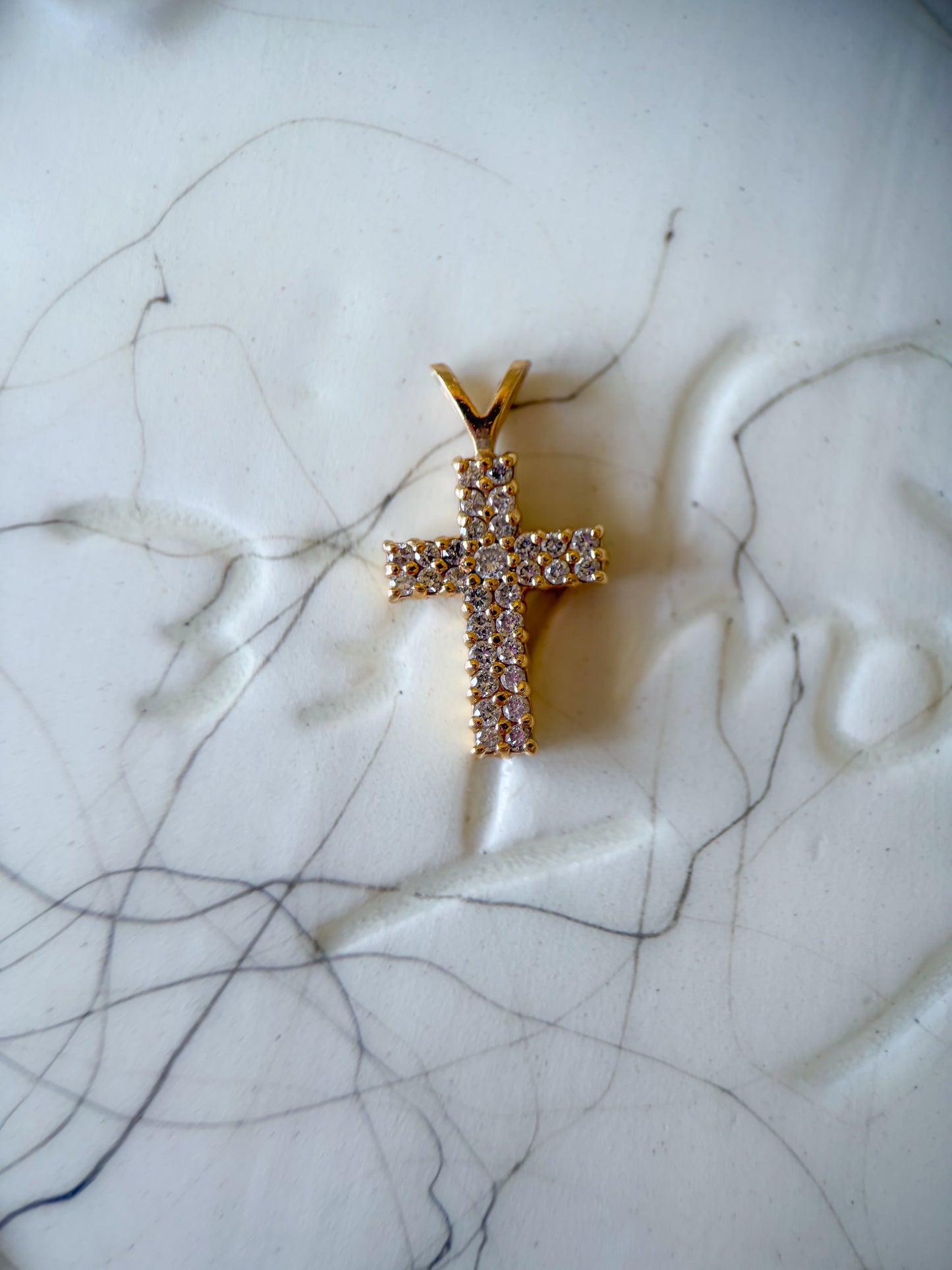 Vintage 14k Natural Diamond Yellow Gold Cross Charms