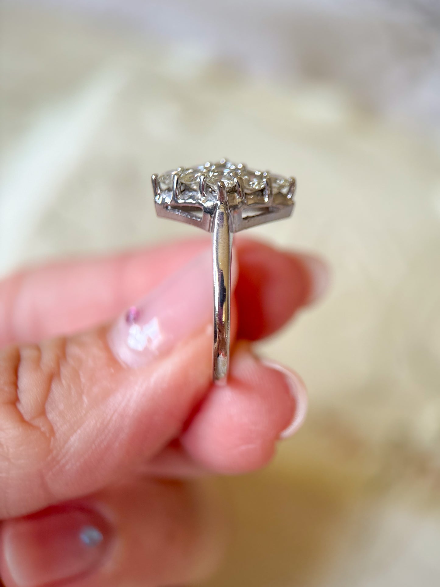 Vintage Natural Diamond 14k White Gold Ring