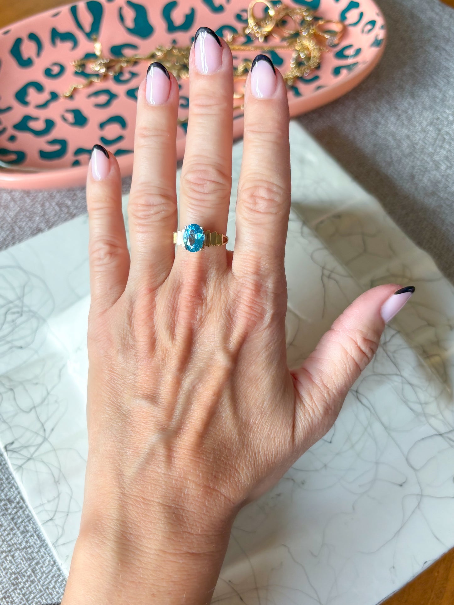 Vintage 10k Yellow Gold with Synthetic Blue Stone