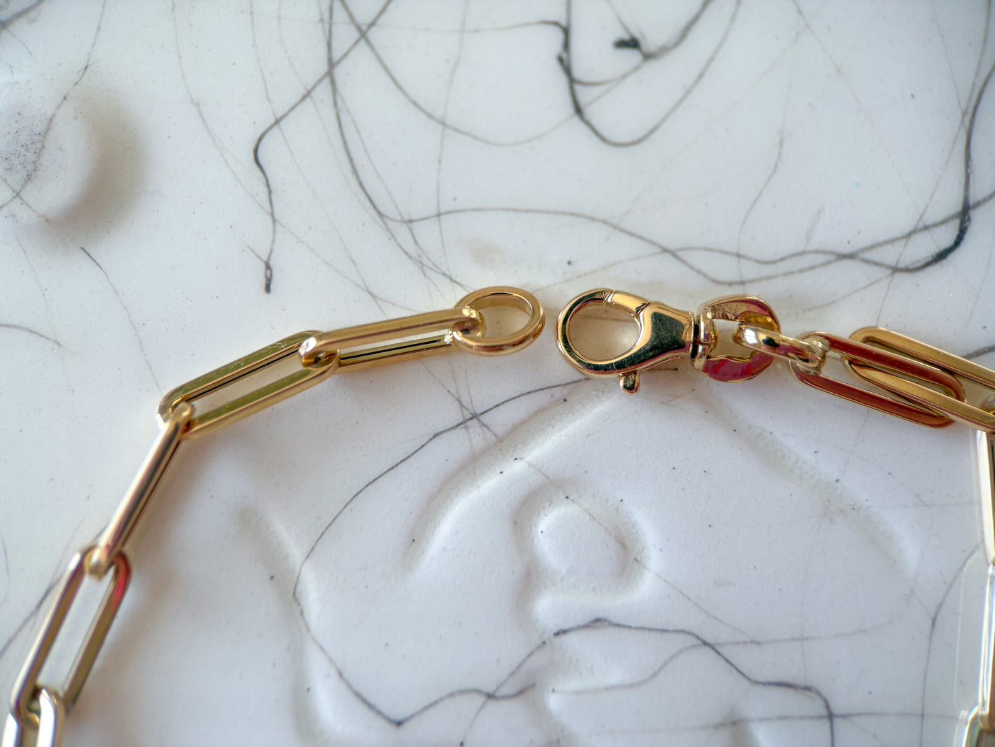 Vintage Paperclip 14k Yellow Gold 7 Inch Bracelet