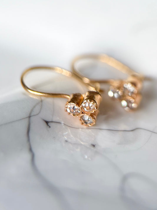 Vintage 14k Yellow Gold Drop CZ Earrings