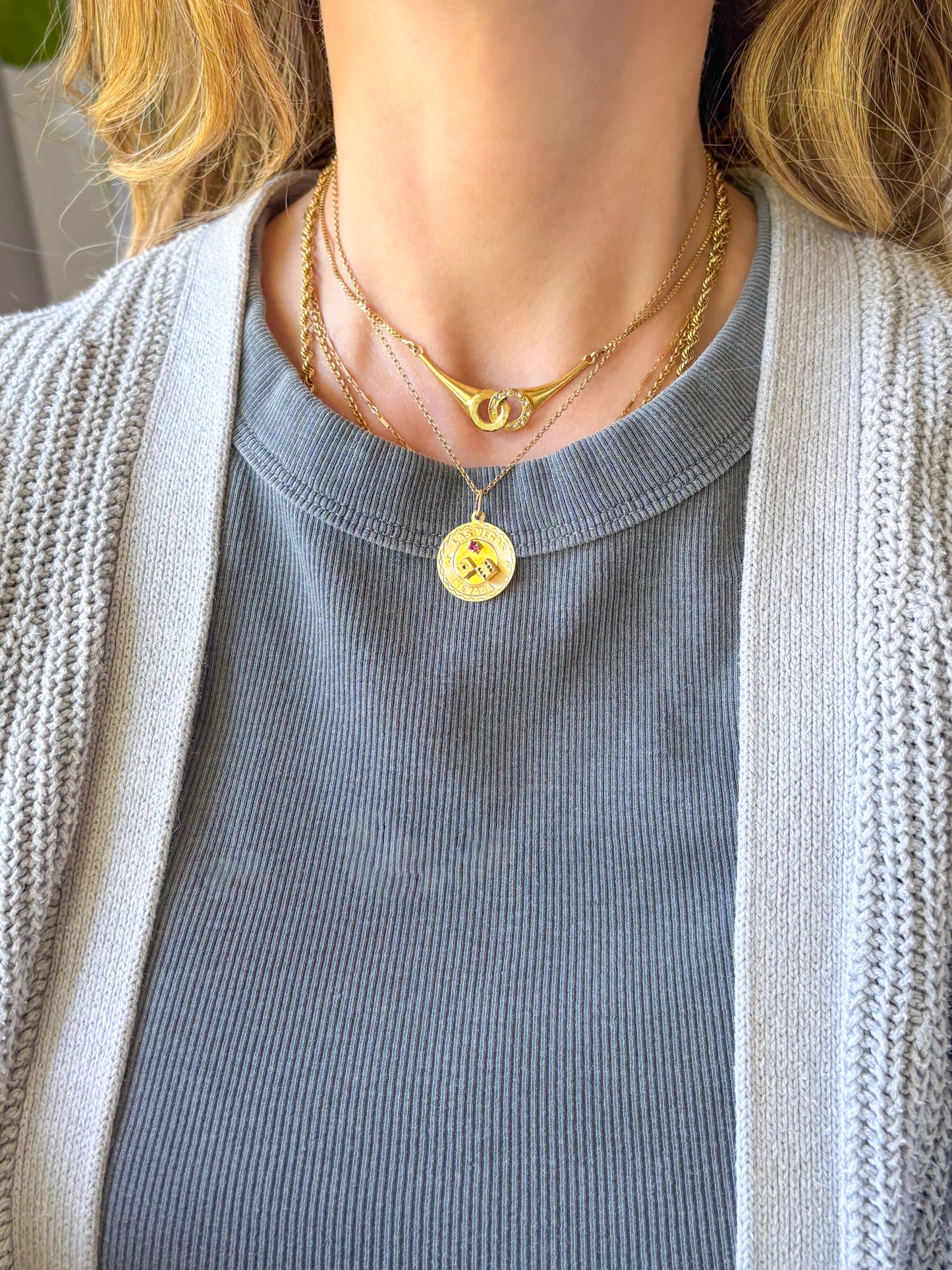 Vintage Las Vegas 14k Yellow Gold Charm, circa 1960's