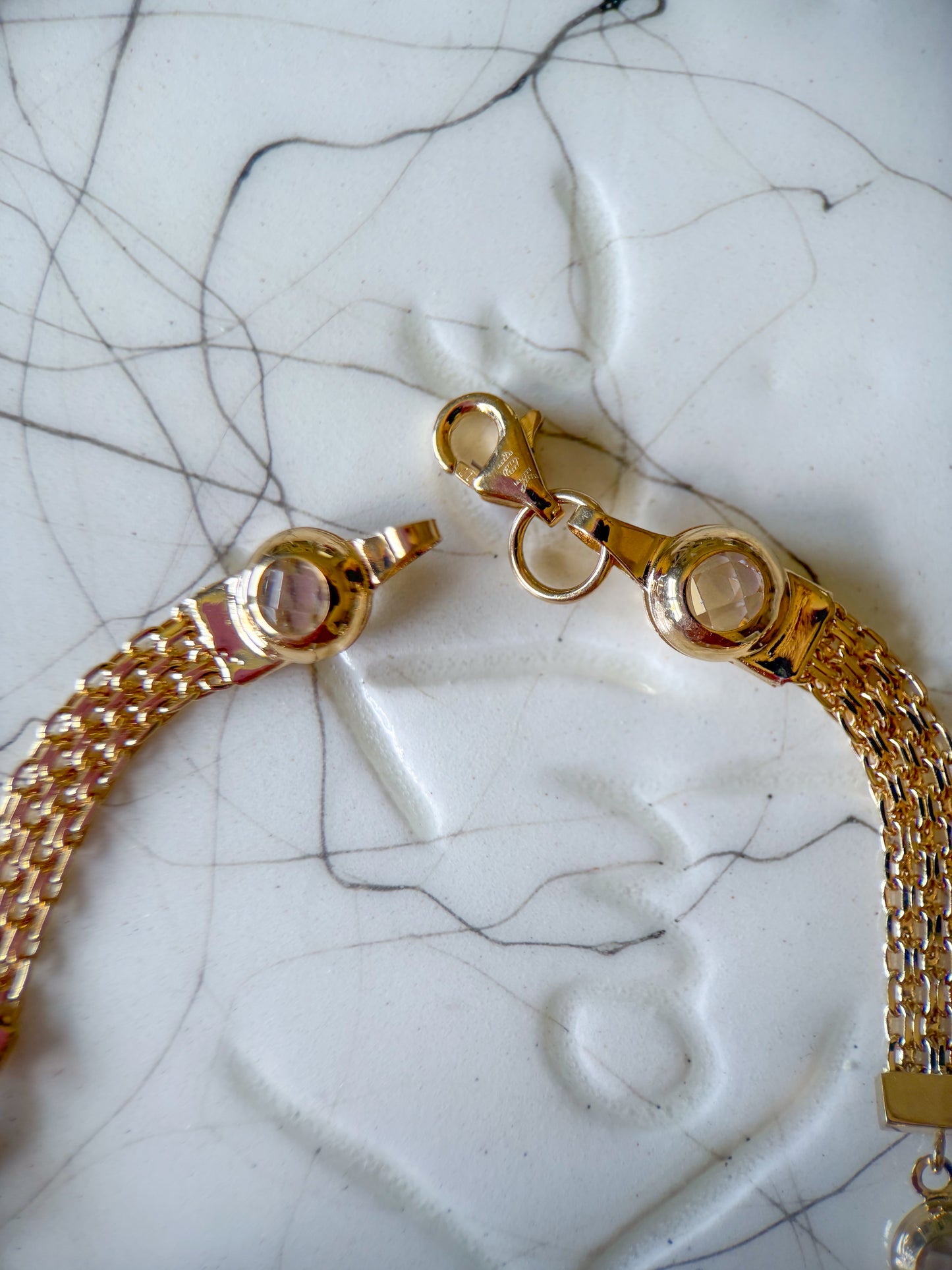Evil Eye 10k Yellow Gold 7 Inch Byzantine Bracelet