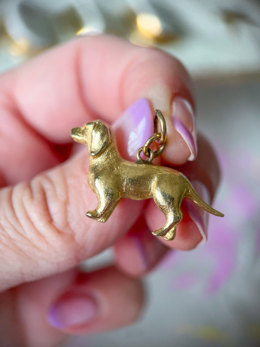 Vintage Dog 14k Yellow Gold Charm, circa 1950s