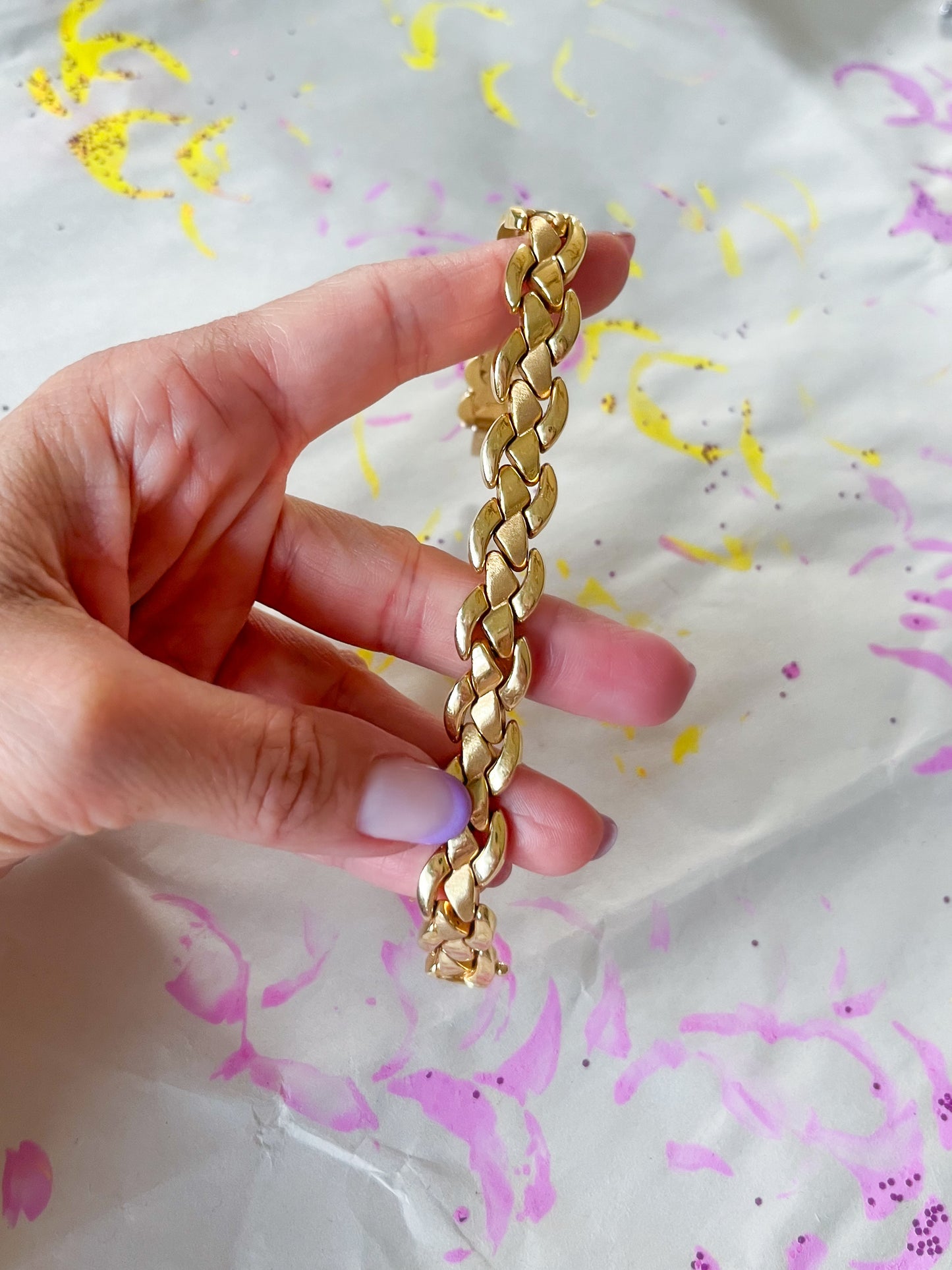 Vintage Super Chunky 14k Yellow Gold 7.5 Inch Bracelet