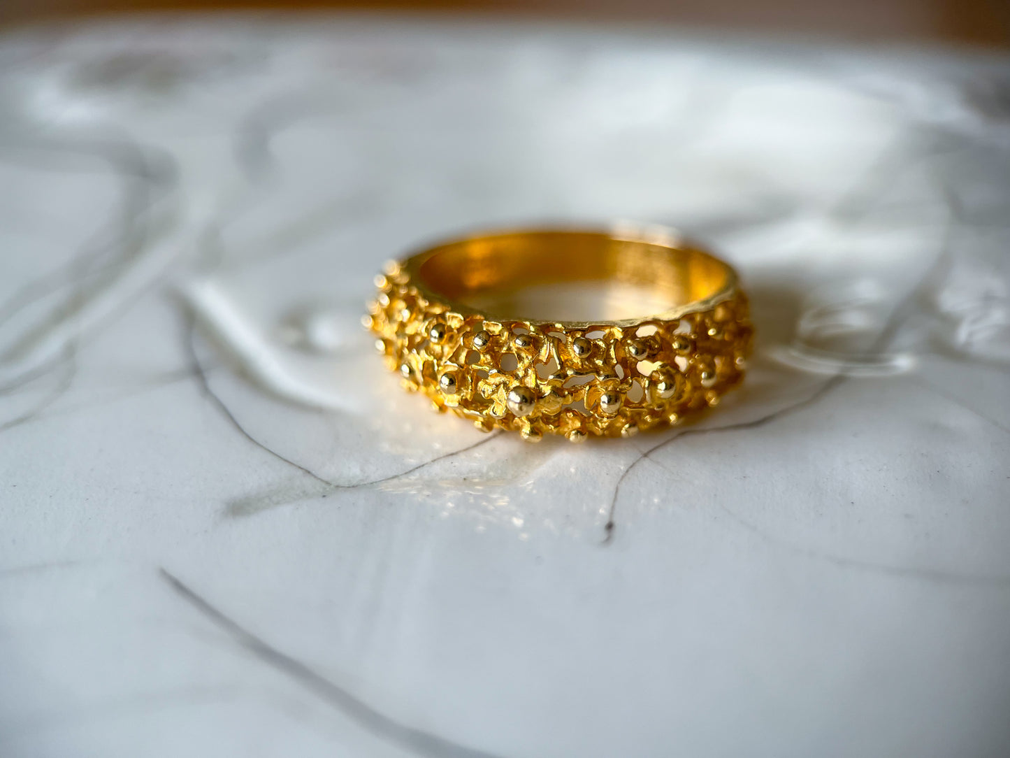 Vintage 14k Yellow Gold Nugget Ring