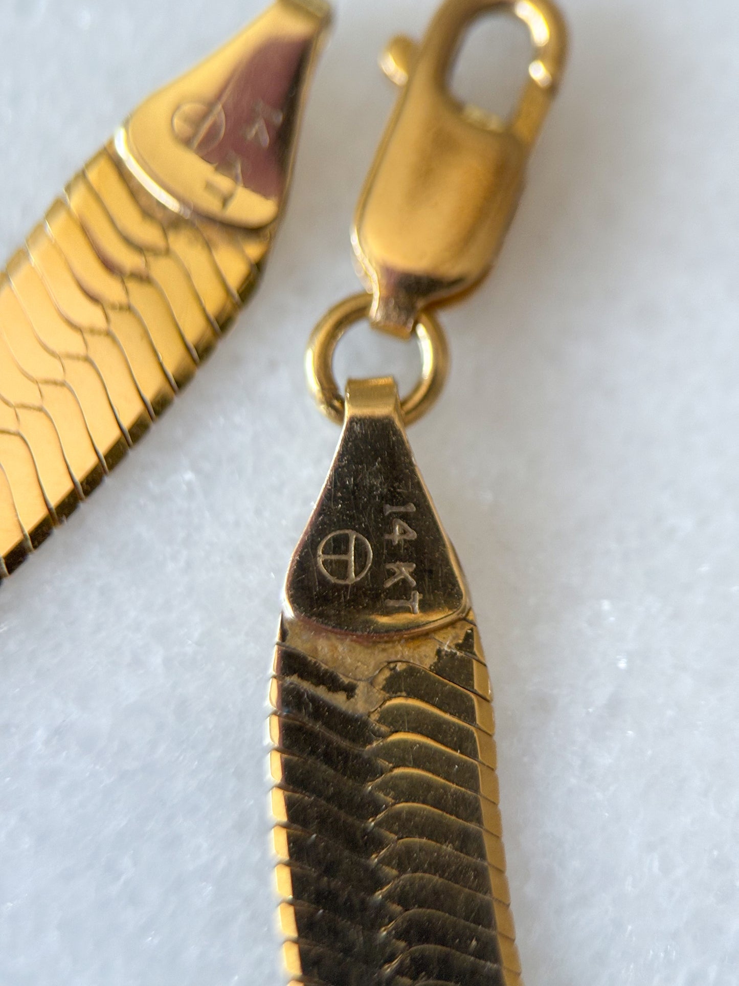 Vintage Omega Slider 14k Yellow Gold 20 Inch Necklace