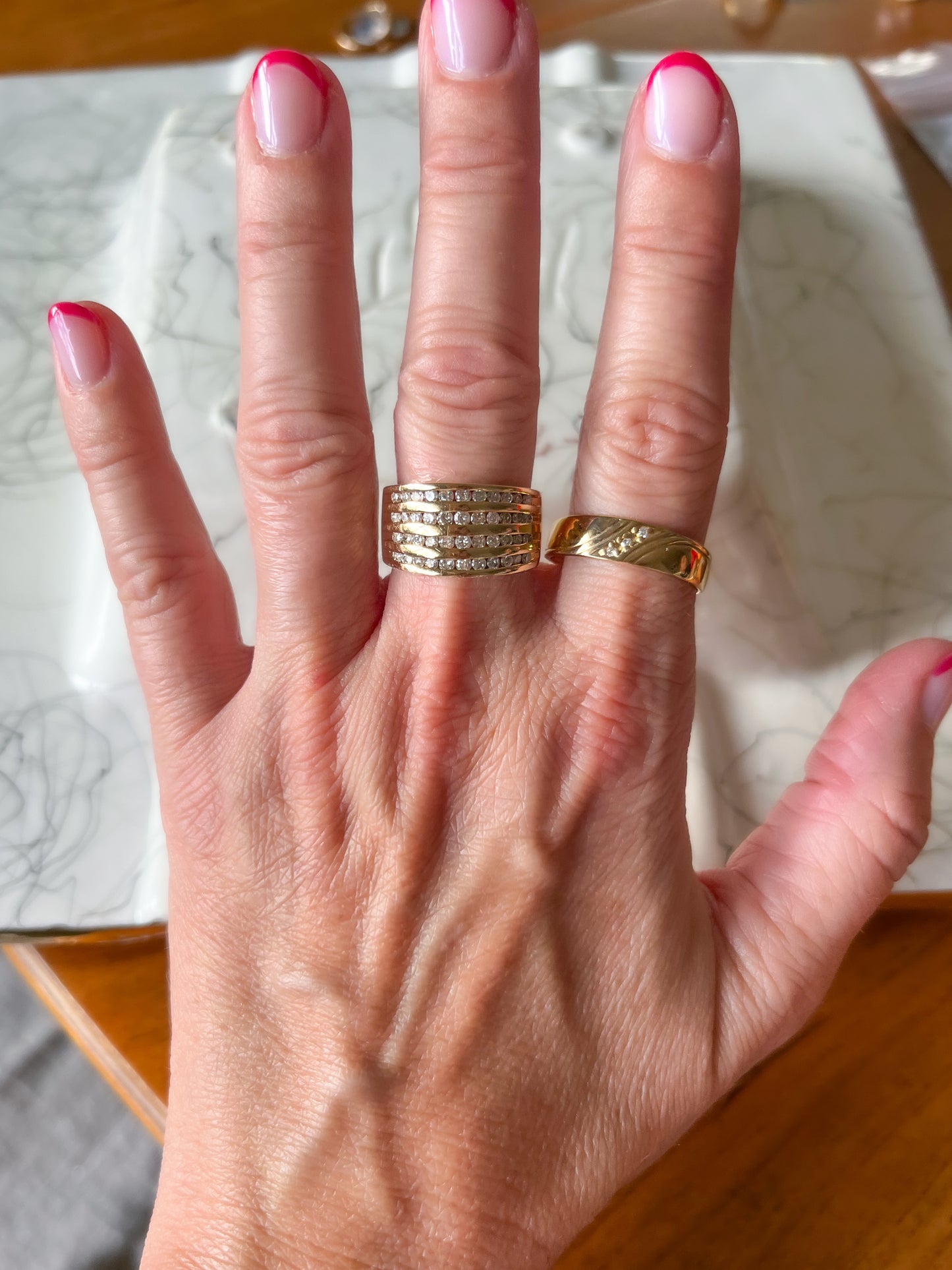 Vintage Natural Diamond 14k Yellow Gold Band