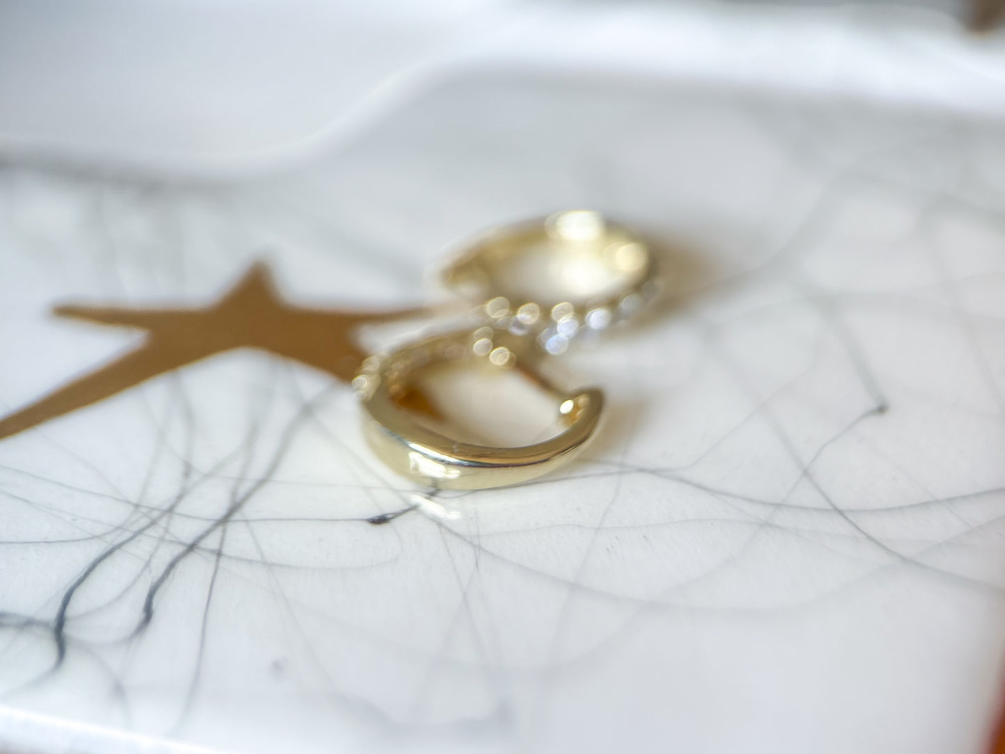 Vintage Small Natural Diamond Huggies 14k Yellow Gold Hoops