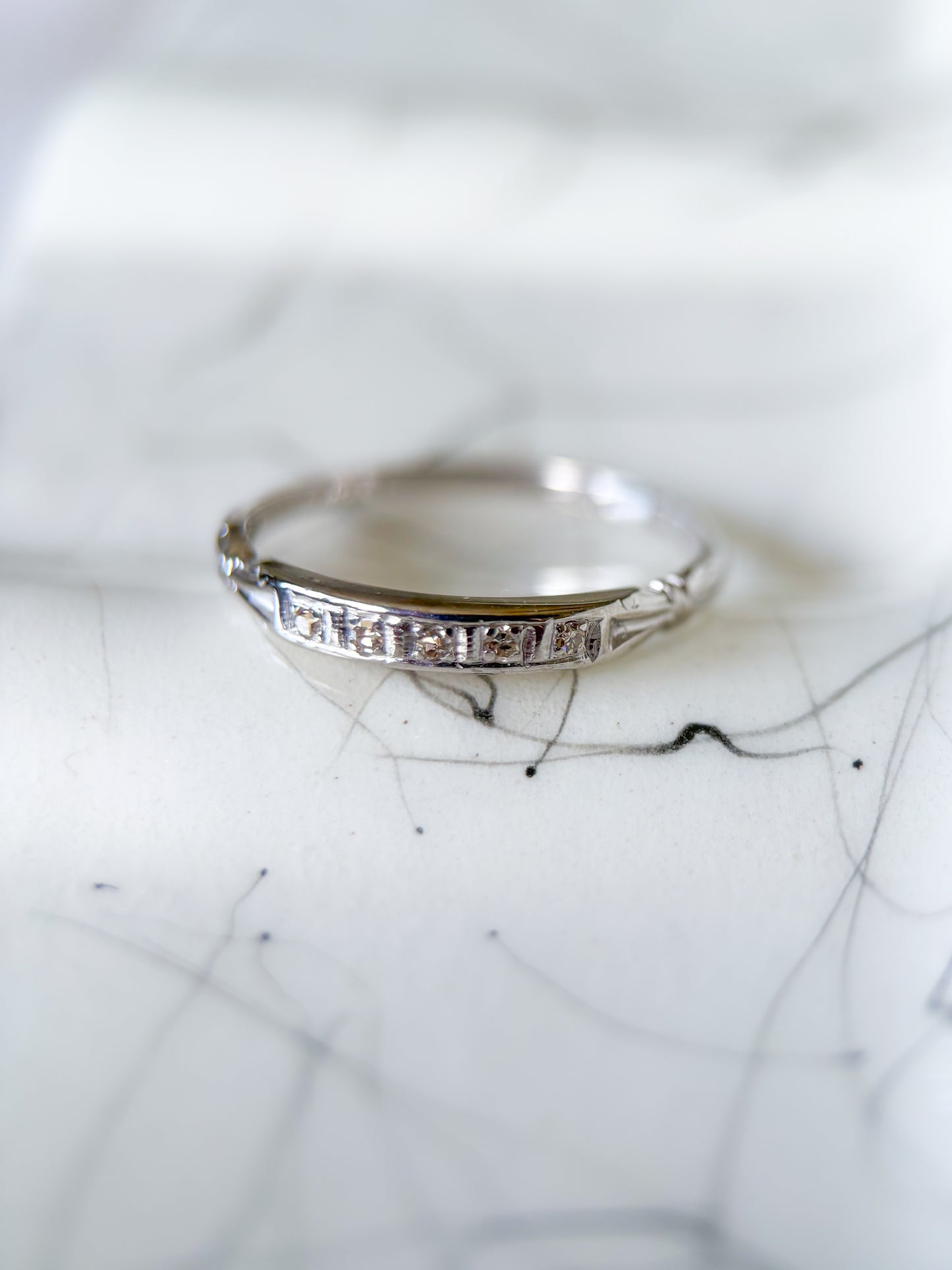 Vintage Natural Diamond 14k White Gold Ring