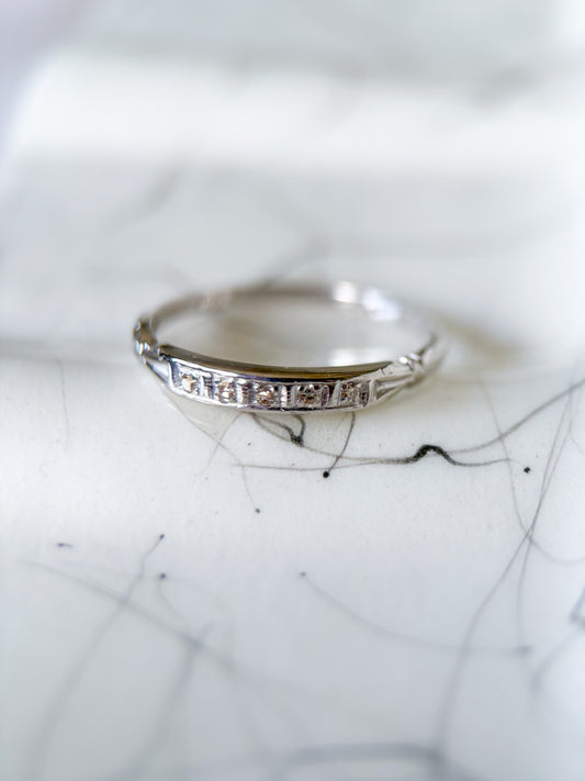 Vintage Natural Diamond 14k White Gold Ring