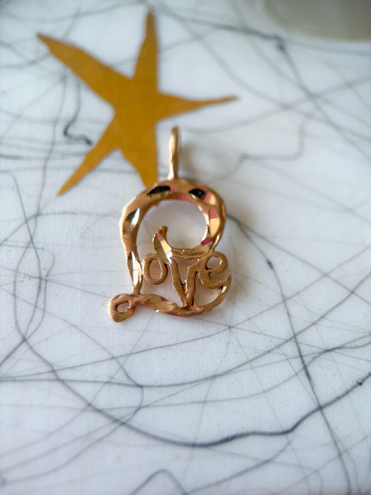 Vintage “Love” 14k Yellow Gold Charm