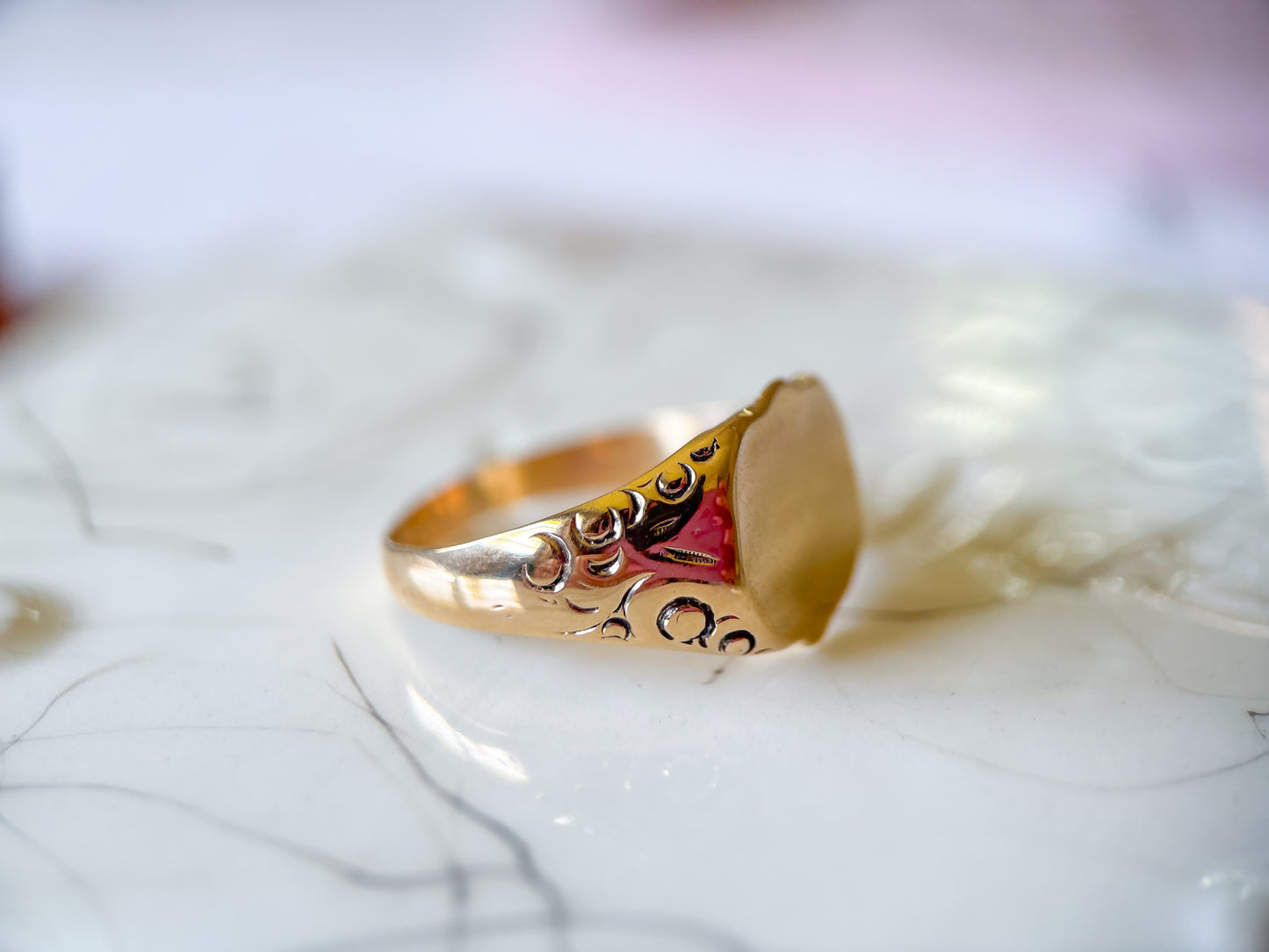 Vintage Large Signet 14k Yellow Gold Ring