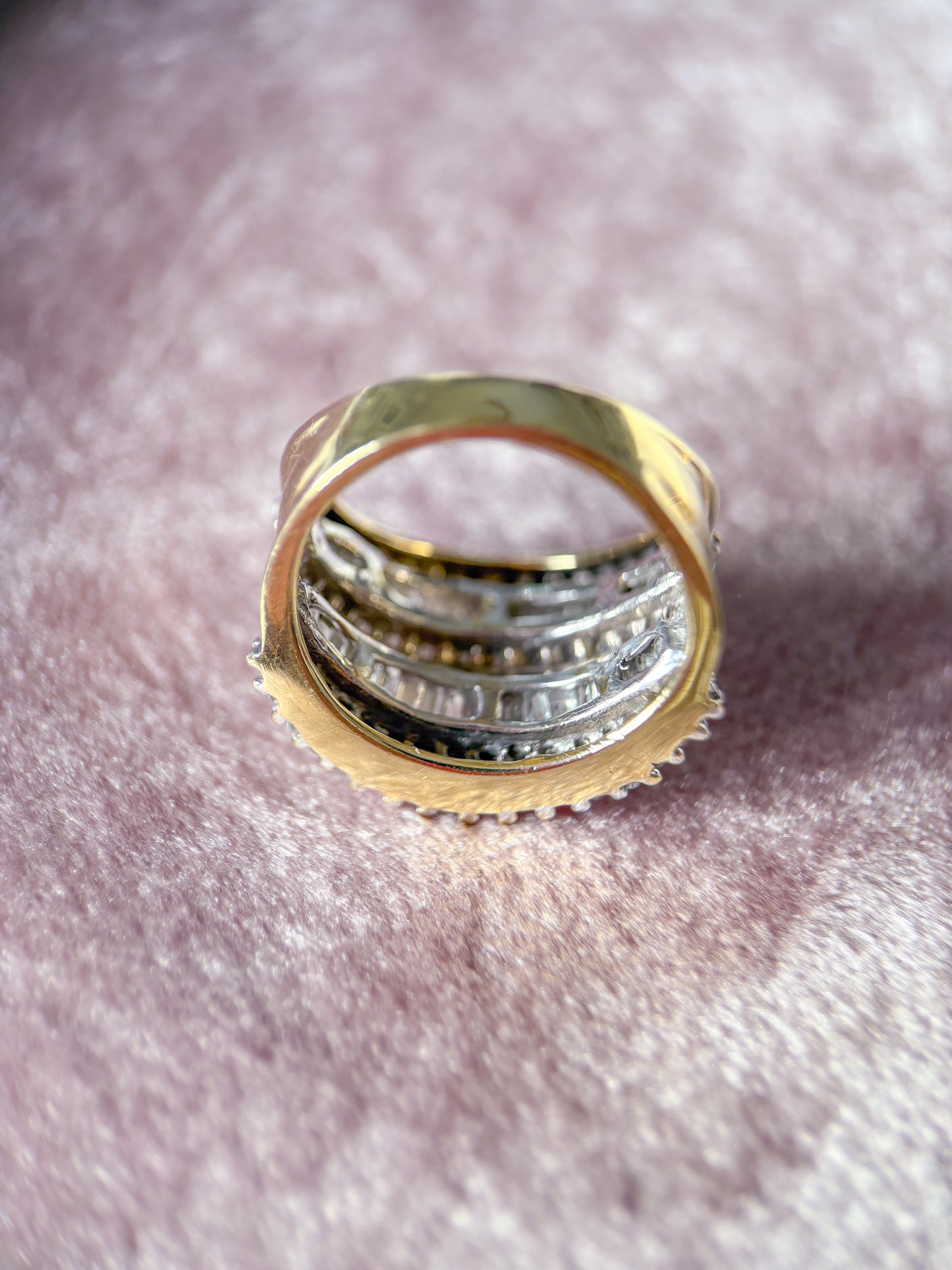 Vintage Natural Diamond 10k Yellow Gold Statement Ring