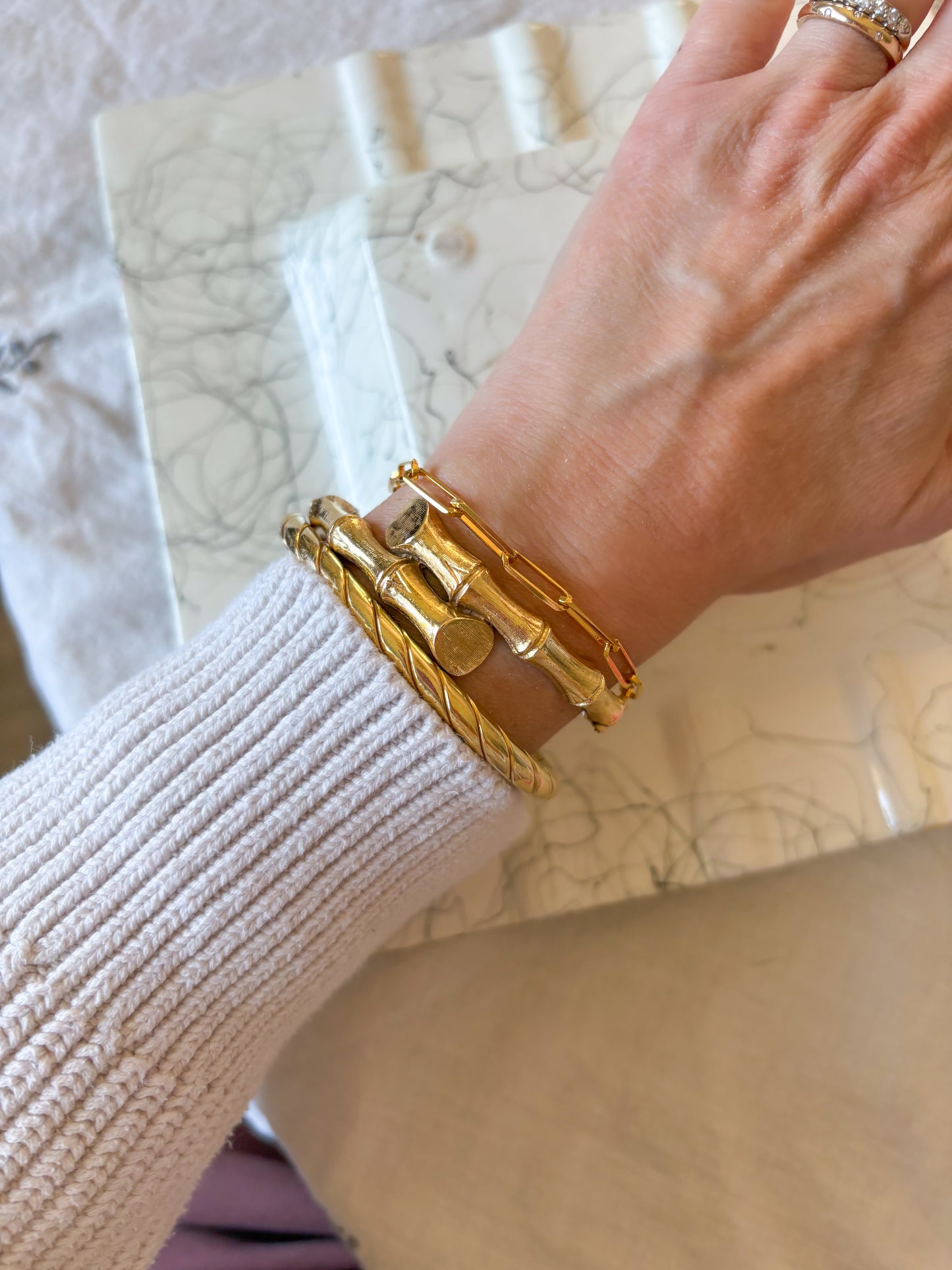 Vintage Paperclip 14k Yellow Gold 6.5 Inch Bracelet