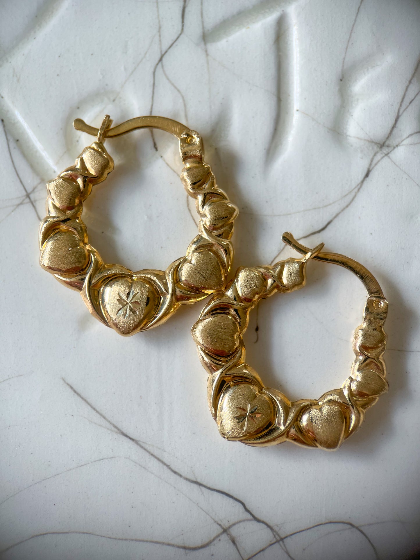 Various Heart 10k Yellow Gold Hoops - 3 Sizes