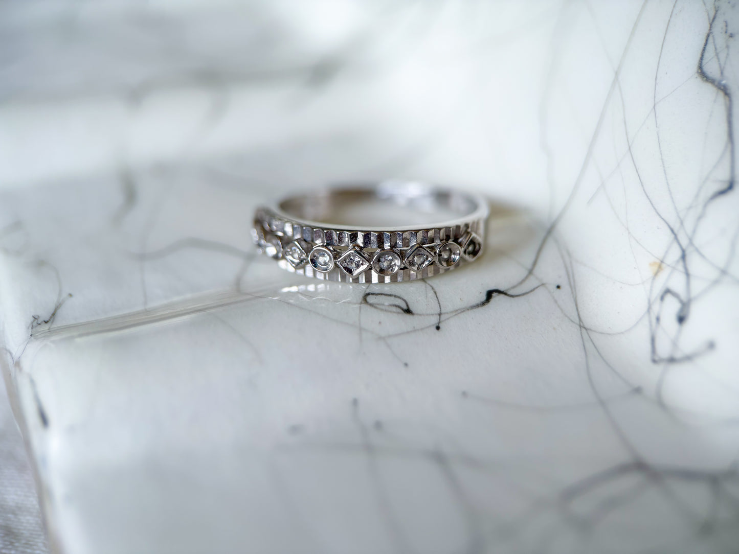 Various Vintage Natural Diamond 18k White Gold Rings