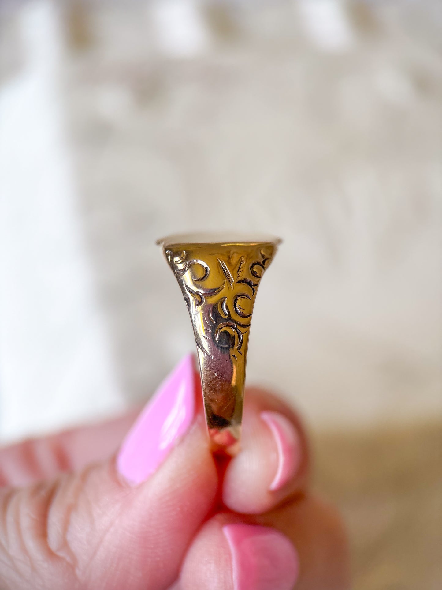 Vintage Large Signet 14k Yellow Gold Ring