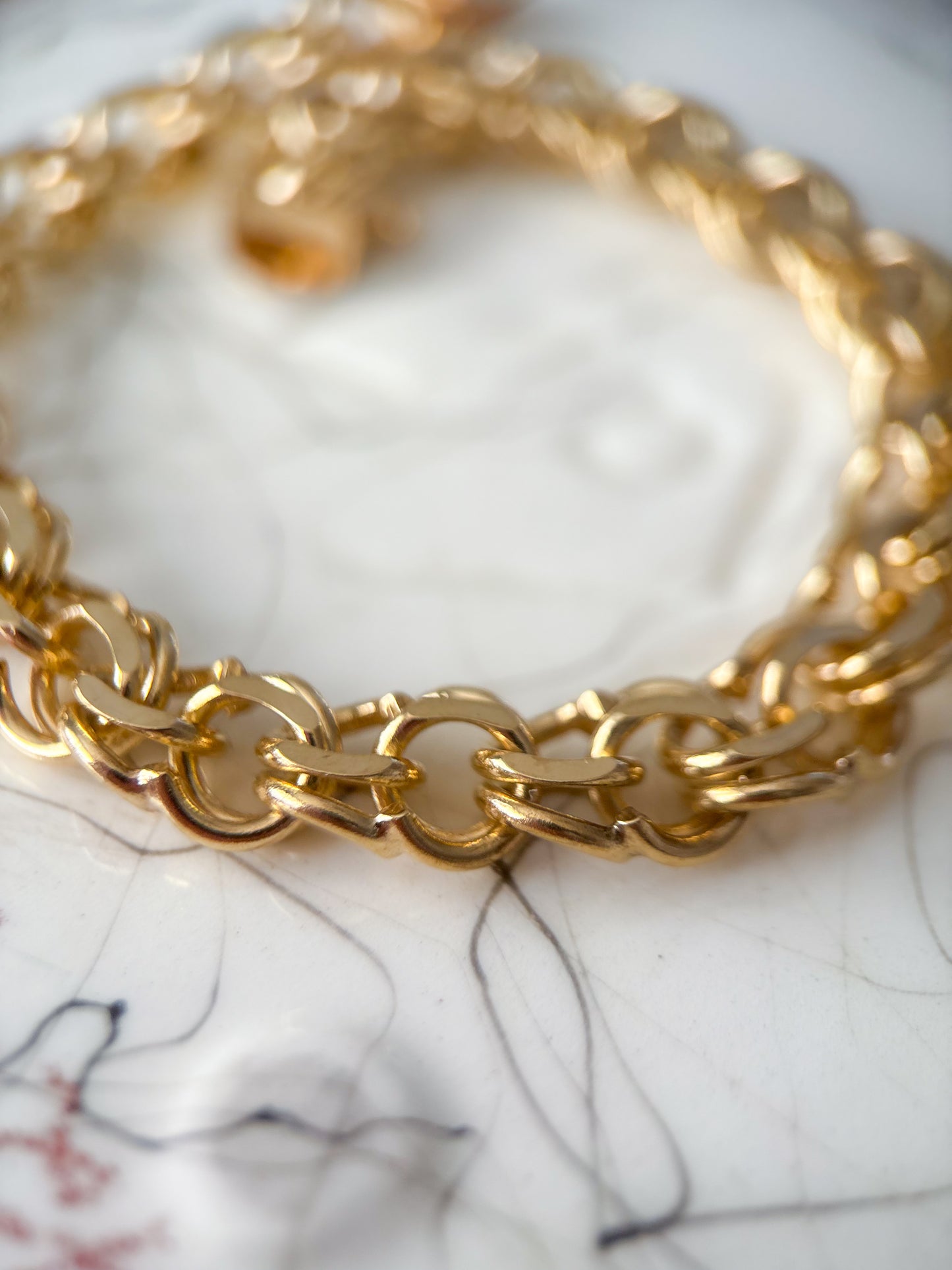 Vintage Round Multi Link 14k Yellow Gold 8.25 Inch Bracelet