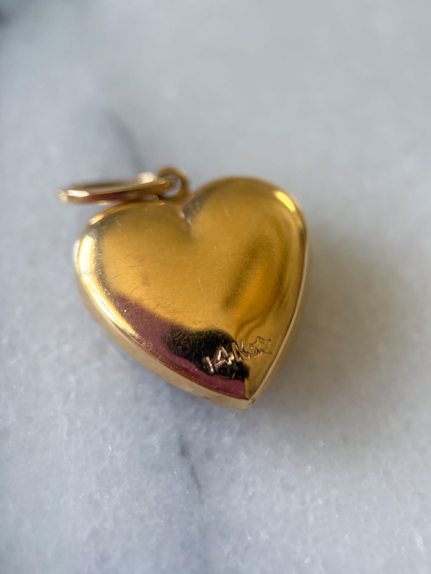 Vintage Matte Heart 14k Yellow Gold Charm