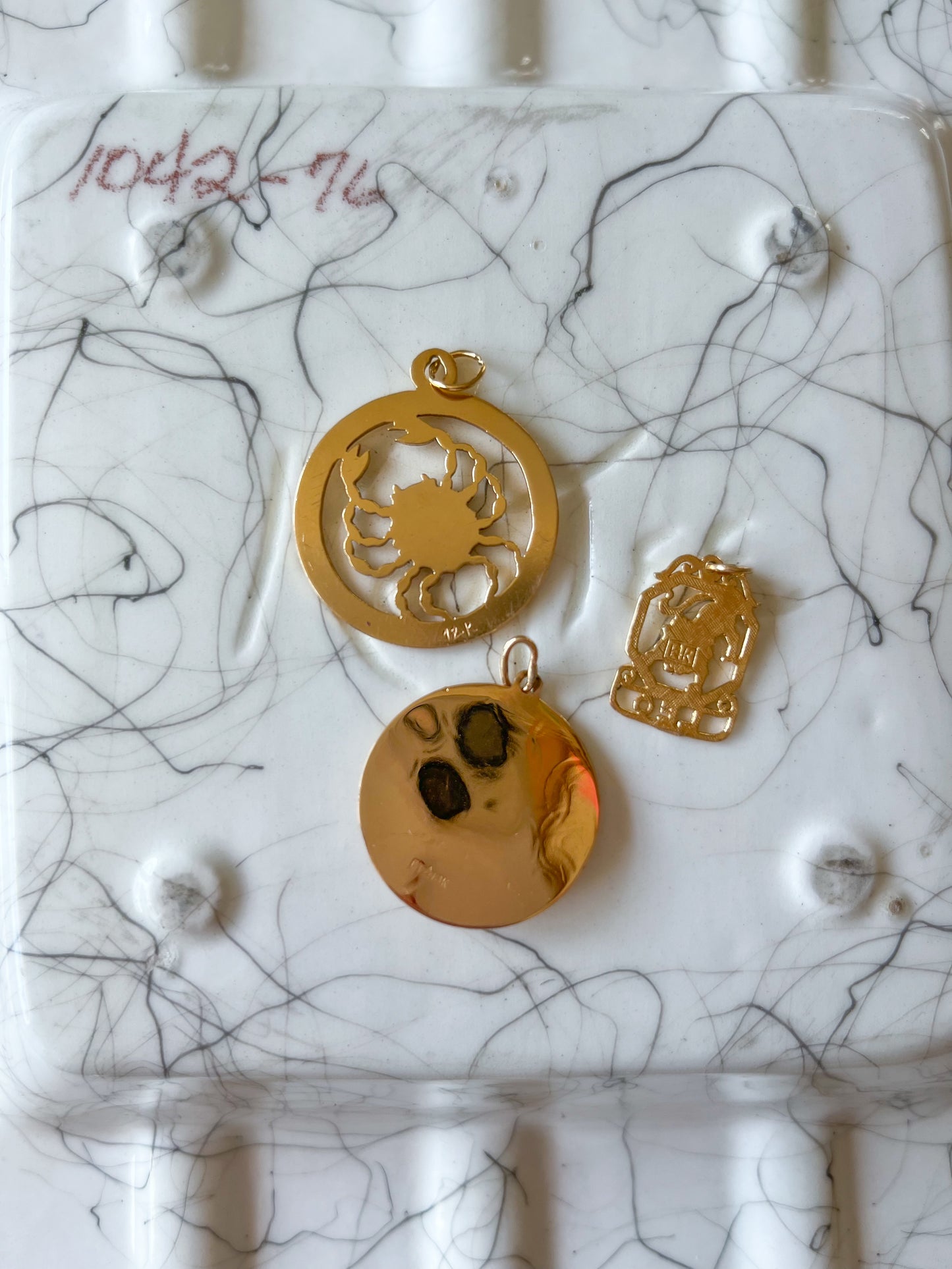 Vintage Leo, Cancer and Libra Zodiac Signs in 12k and 14k Yellow Gold Charms