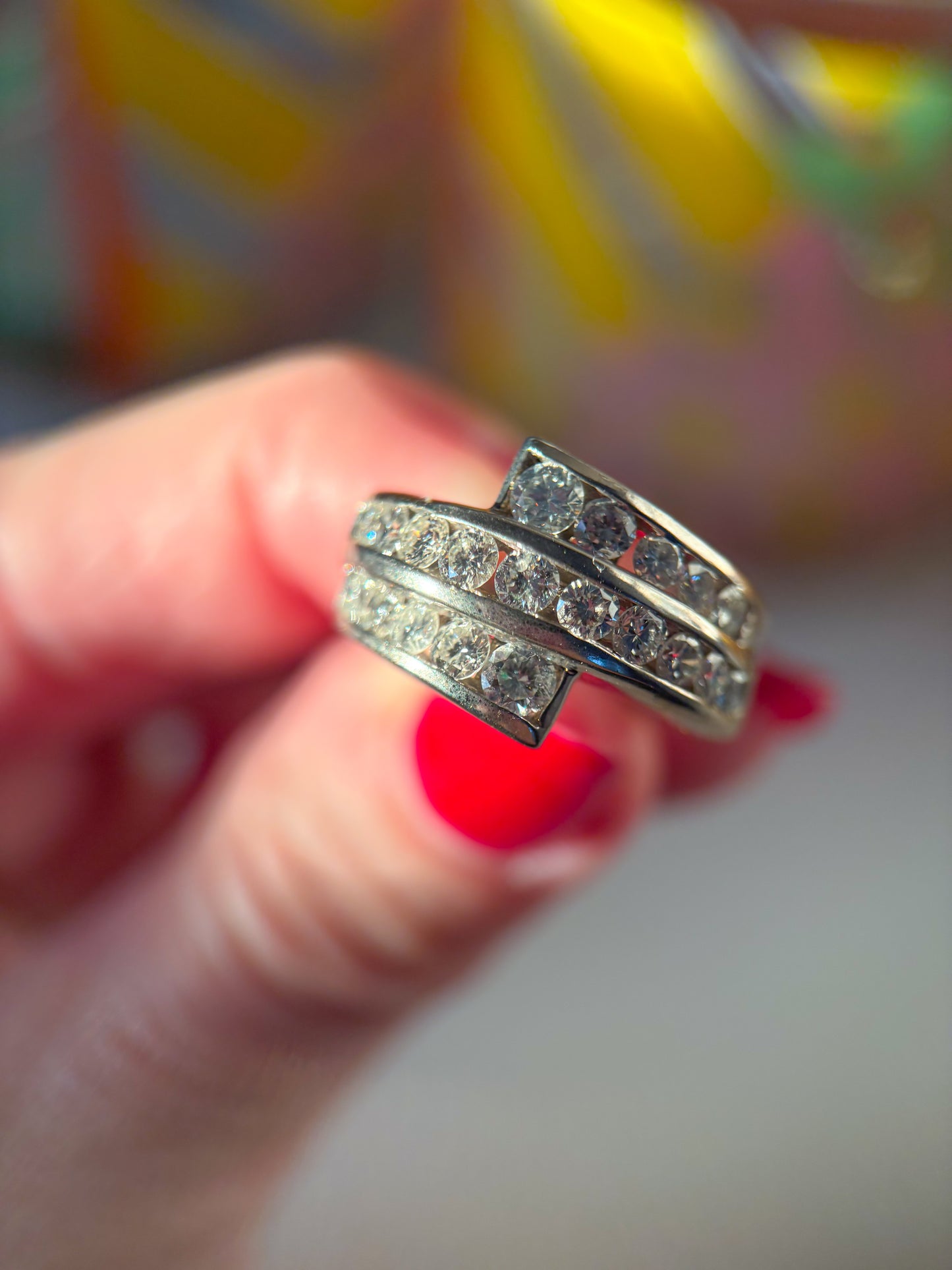 Vintage Natural Diamond 14k White Gold Ring