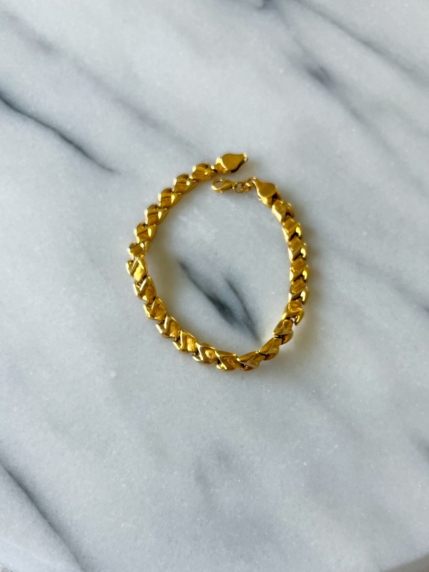 Vintage 14k Yellow Gold Link 8.5 Inch Bracelet
