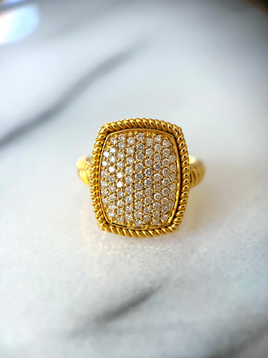 Vintage Natural Diamond 18k Yellow Gold Ring