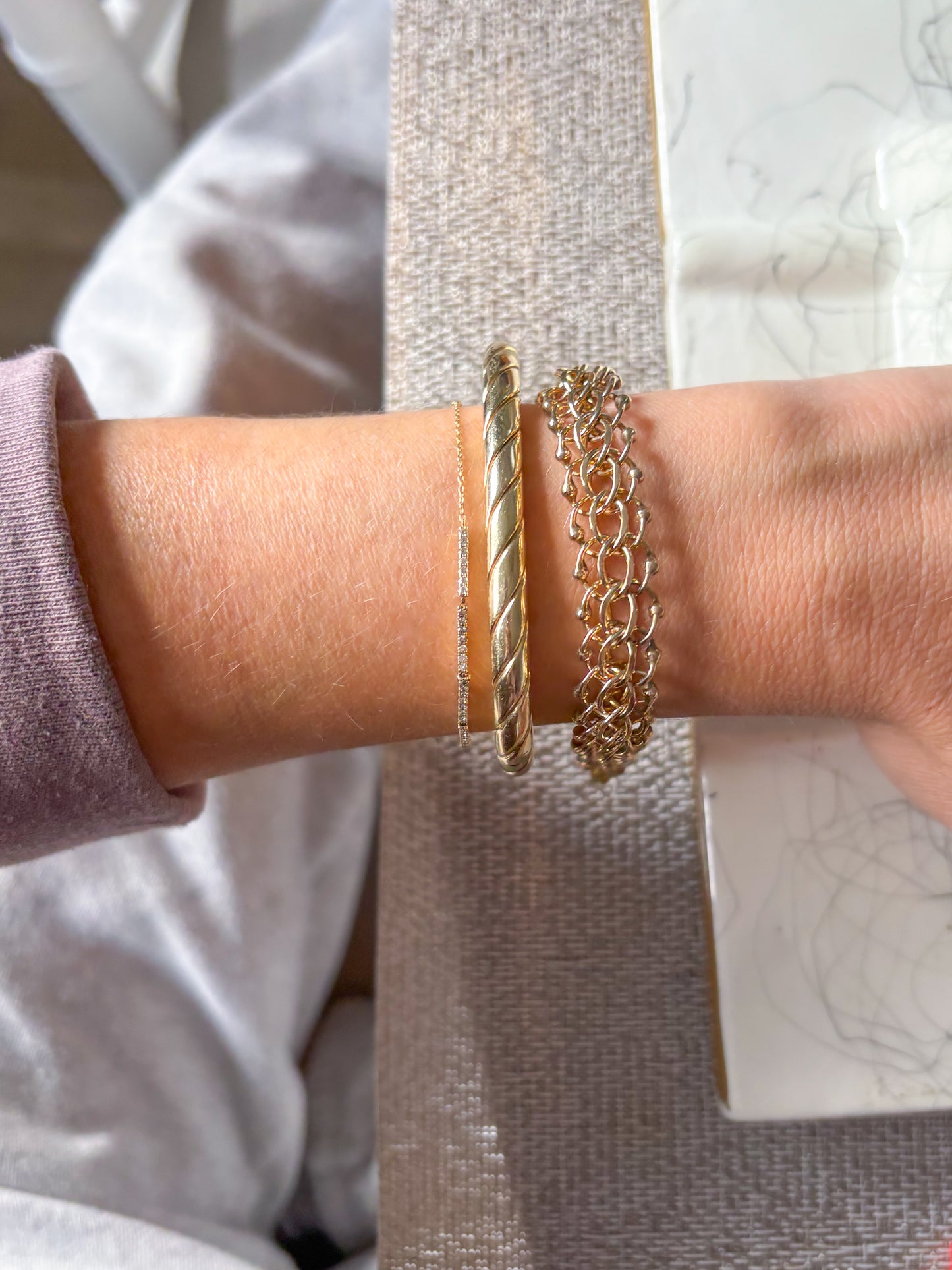 Vintage Chunky Round Multi Link 14k Yellow Gold 7.25 Inch Bracelet