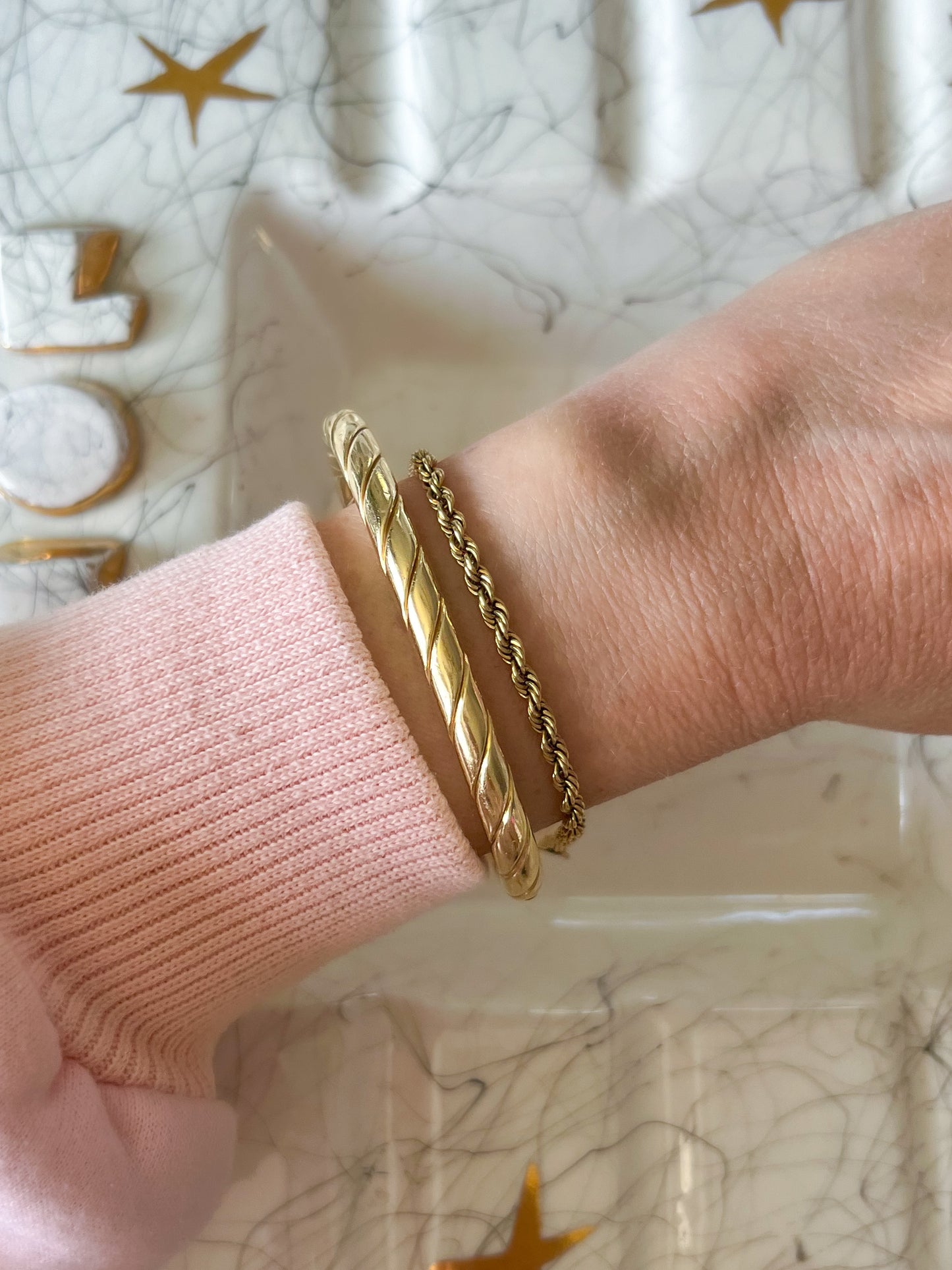 Vintage Rope Chain 14k Yellow Gold 7.5 Inch Bracelet