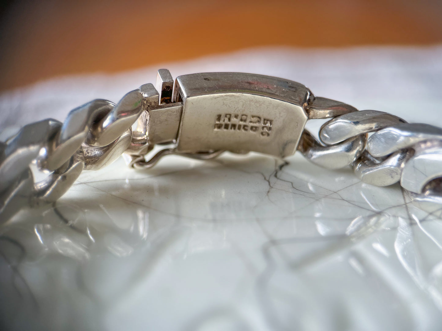 Vintage Super Chunky Figaro Chain Sterling Silver 8.5 Inch Bracelet, circa 1990s