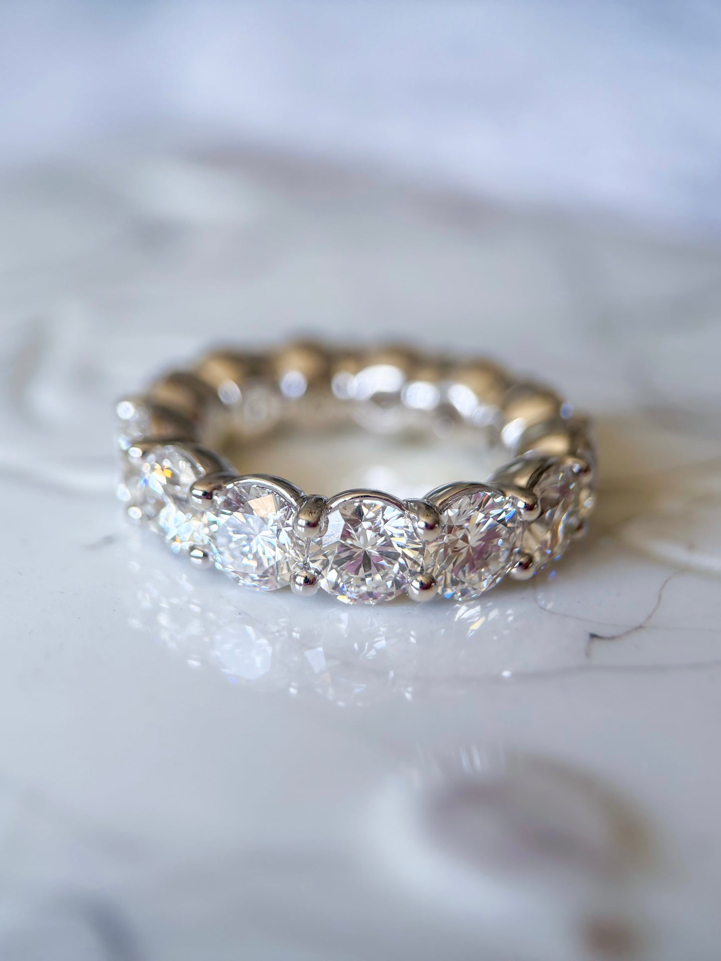 Lab Grown Diamond 14k White Gold Round 9 Carat Eternity Band