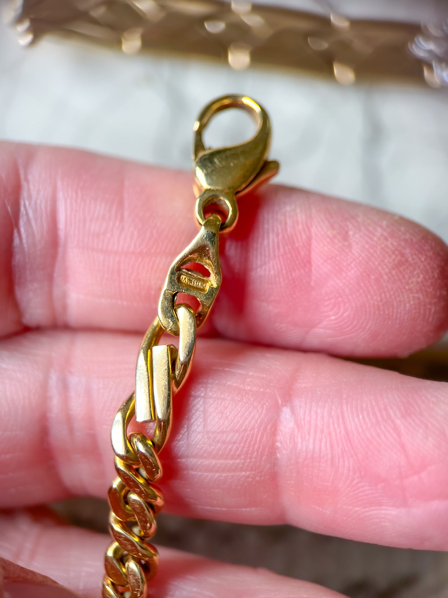 Vintage Heavy 18k Yellow Gold Chain 8.5 Inch Bracelet