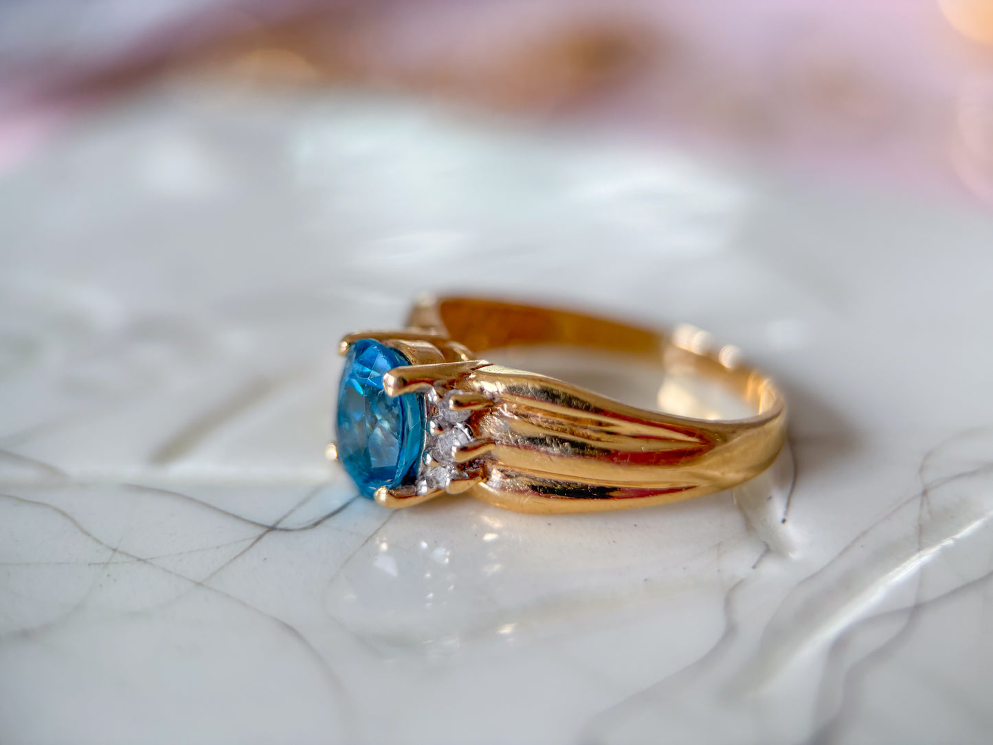 Various Vintage Natural Topaz 14k Yellow Gold Rings