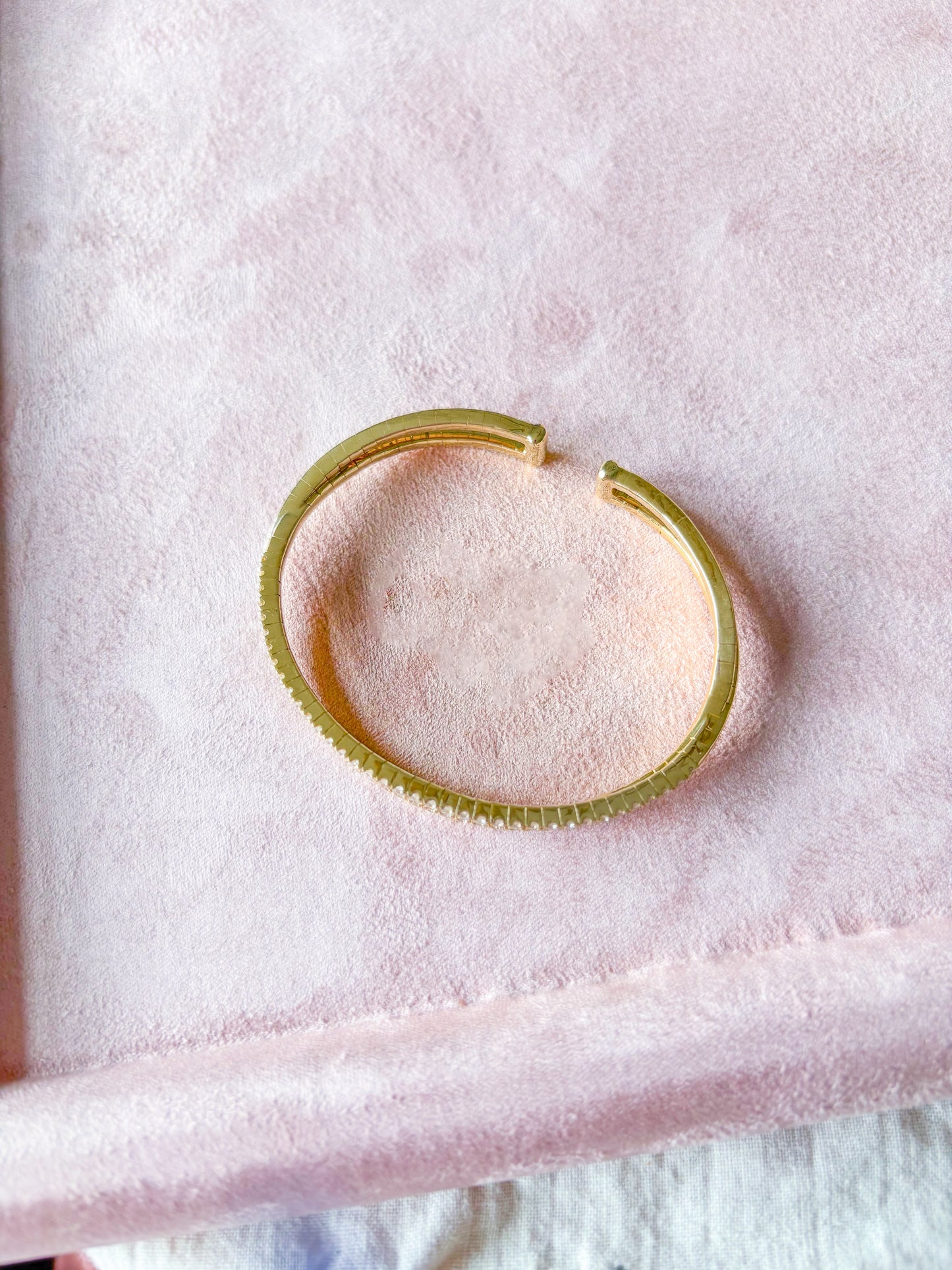 Vintage Natural Diamond 14k Yellow Gold Open Bangle