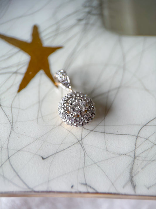 Natural Diamond Round Pendant 14k White Gold Charm