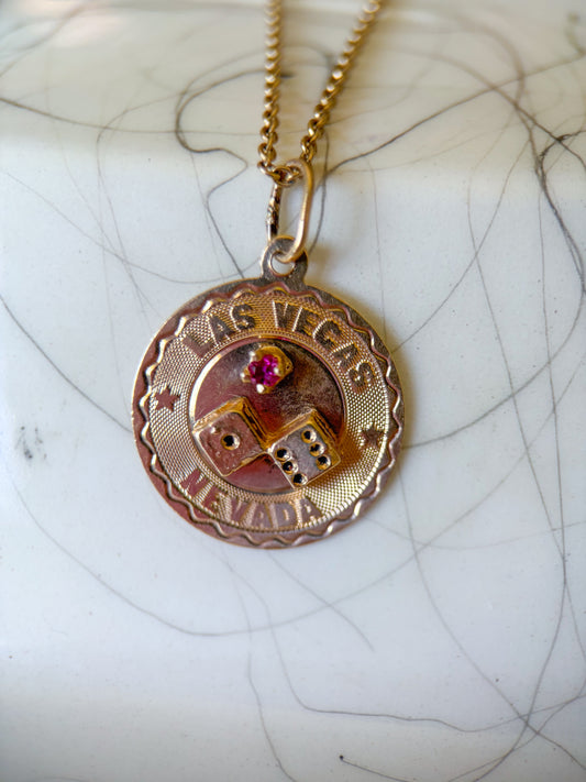 Vintage Las Vegas 14k Yellow Gold Charm, circa 1960's