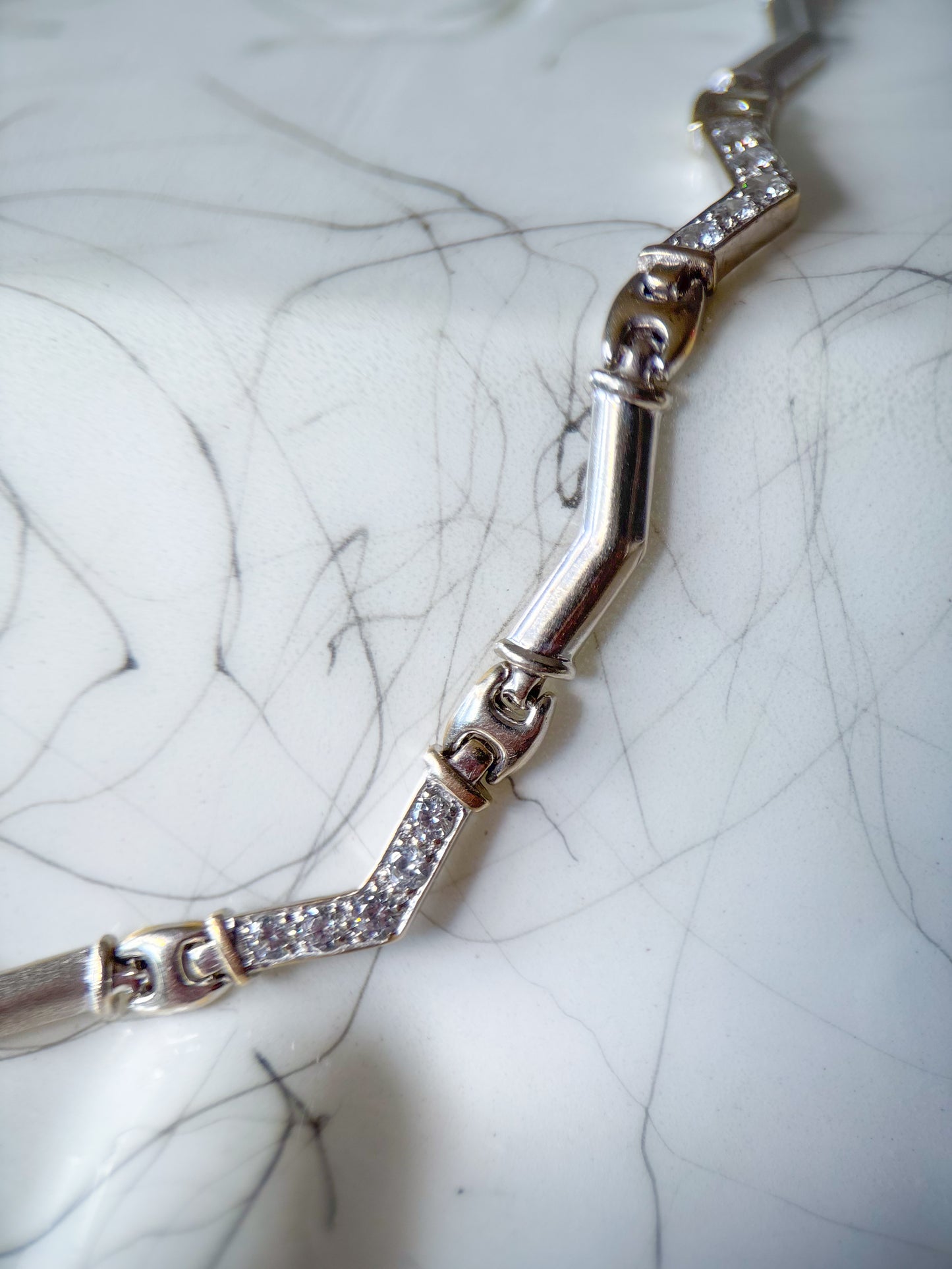 Vintage 14k White Gold 18 Inch Chain with CZ