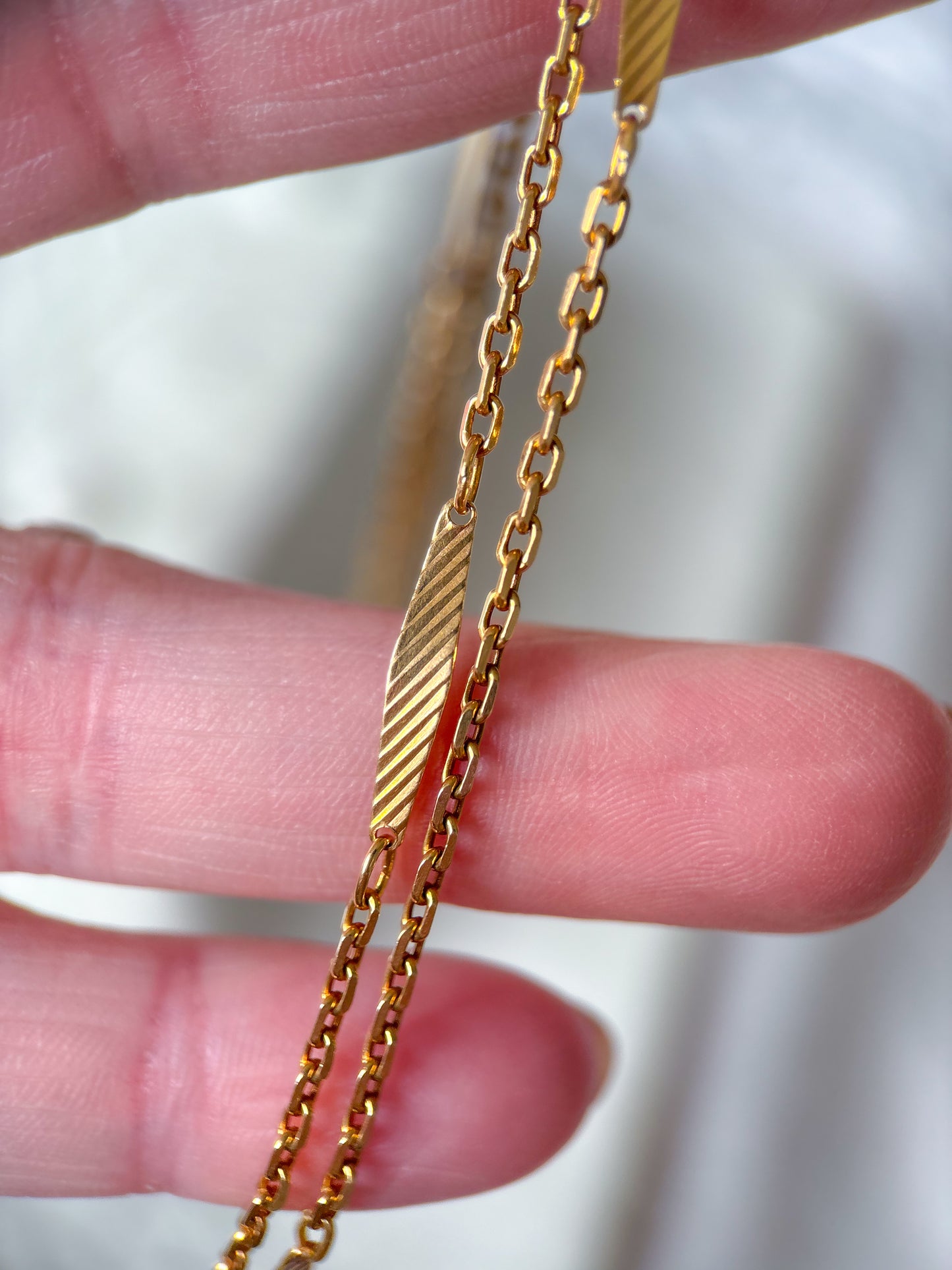 Vintage 18k Yellow Gold Bar Chain 20 Inch Necklace