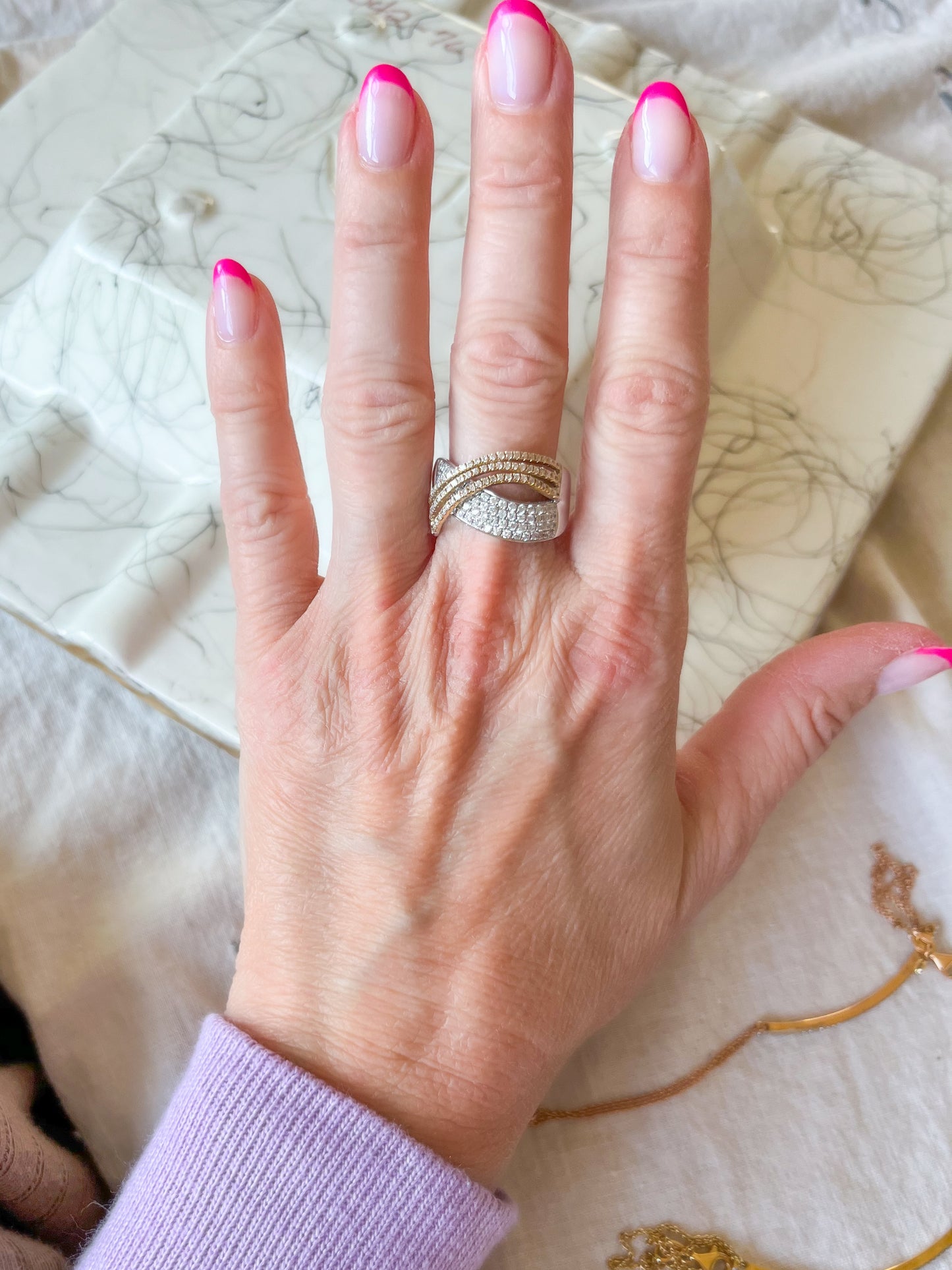 Natural Diamond Two Toned 14k Yellow and White Gold Ring