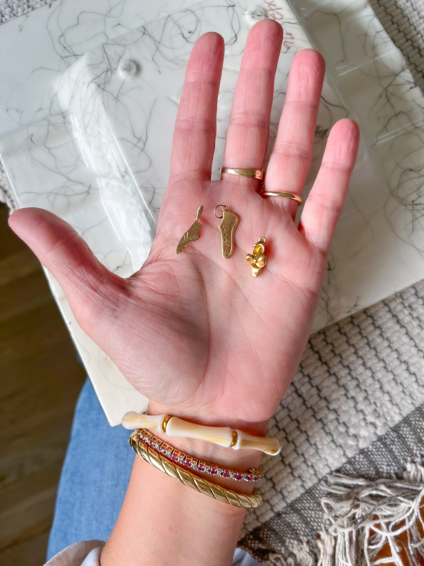 Vintage Sneaker and Ballet Shoe 14k Yellow Gold Charms