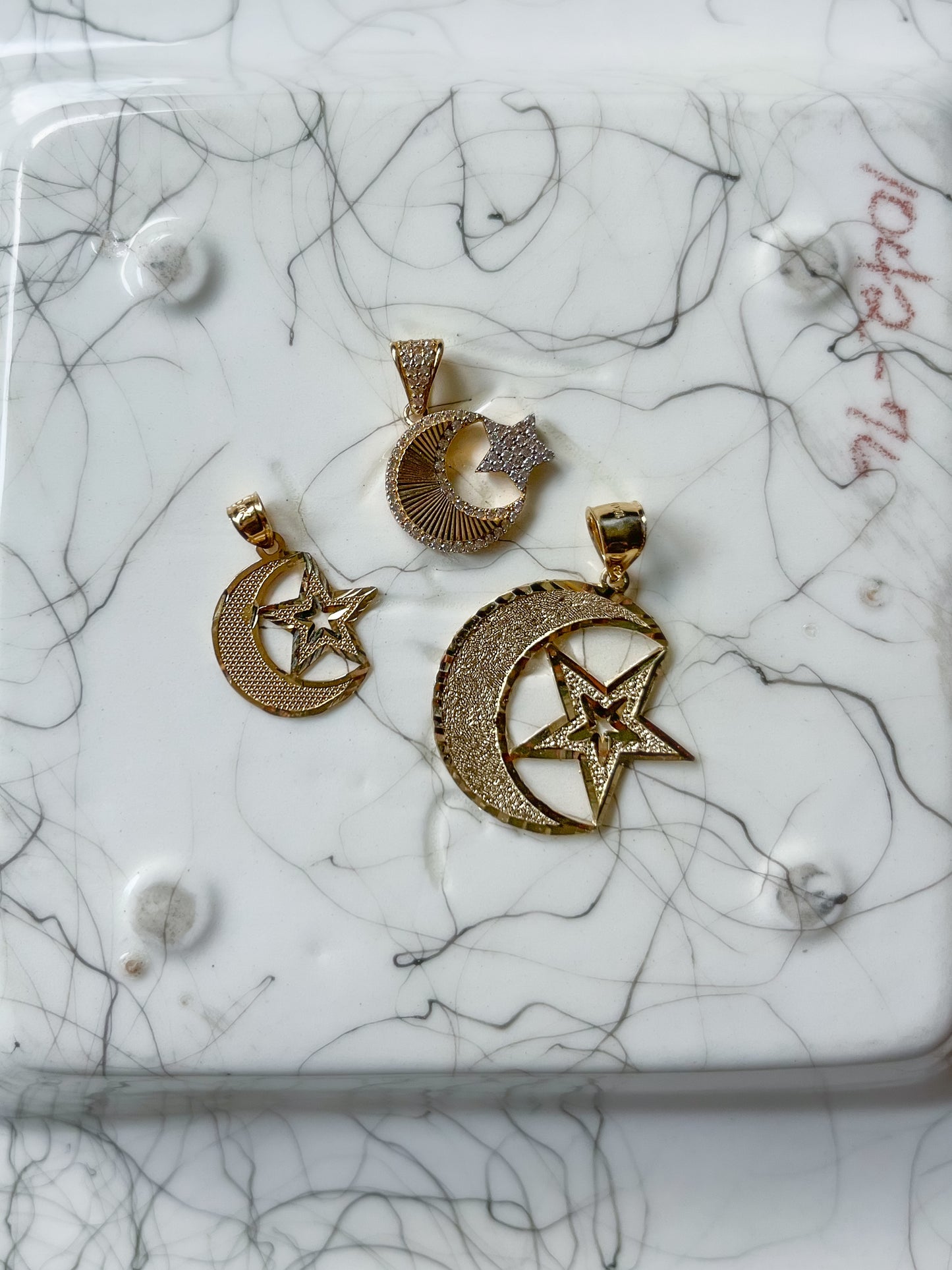 Small Moon and Star 10k Yellow Gold Charm