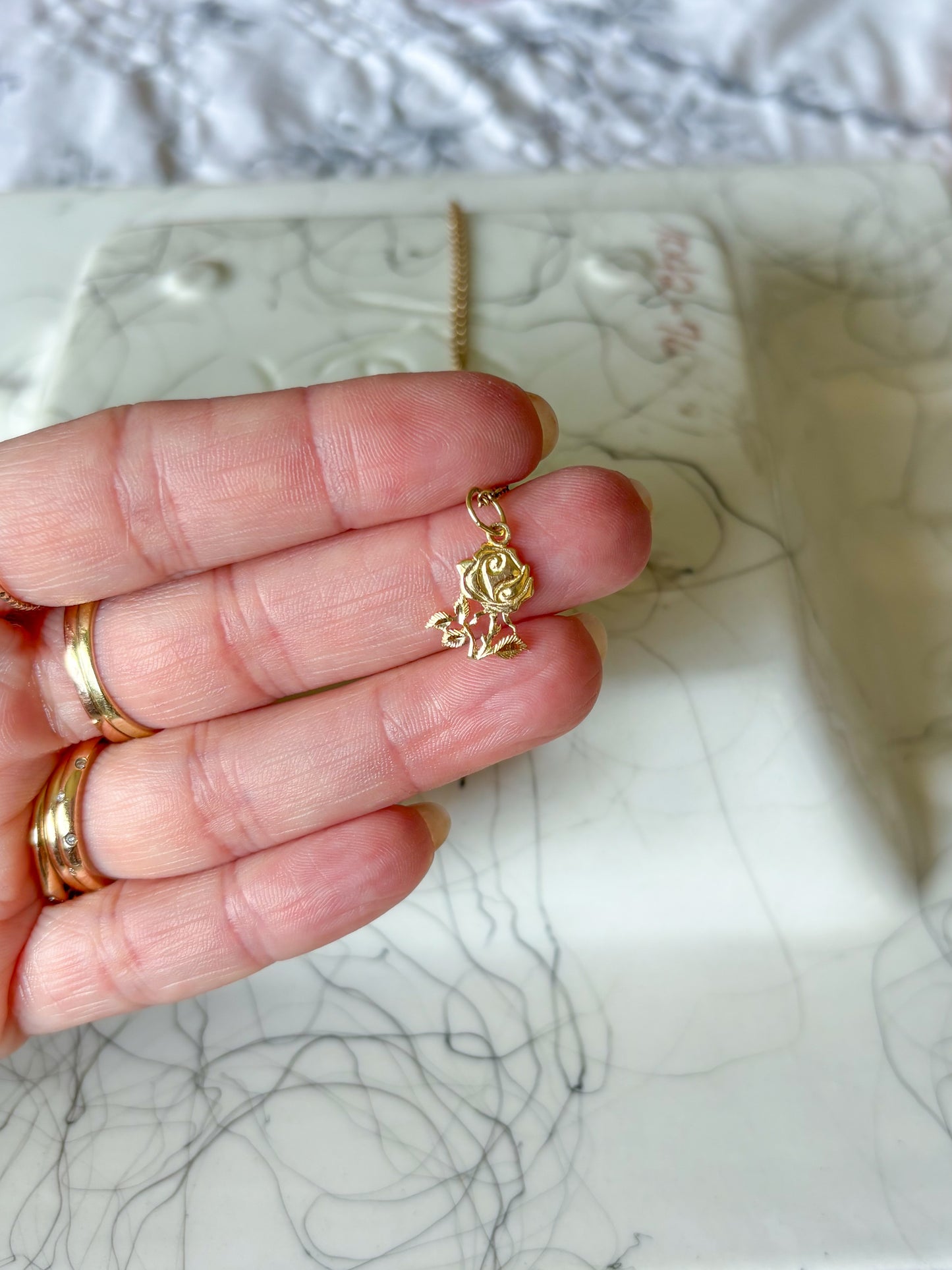 Vintage Rose 14k Yellow Gold Charm