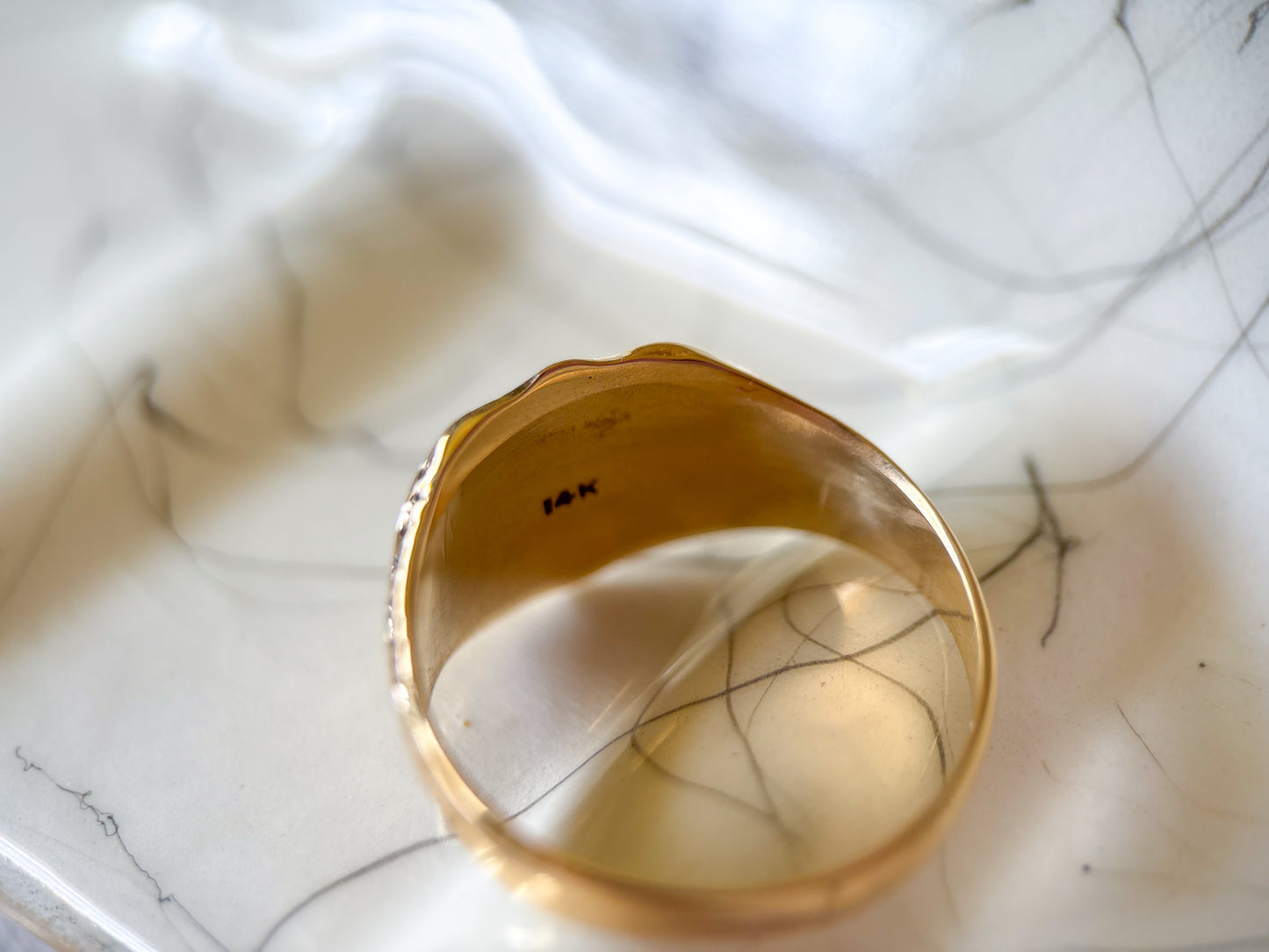 Vintage Large Signet 14k Yellow Gold Ring