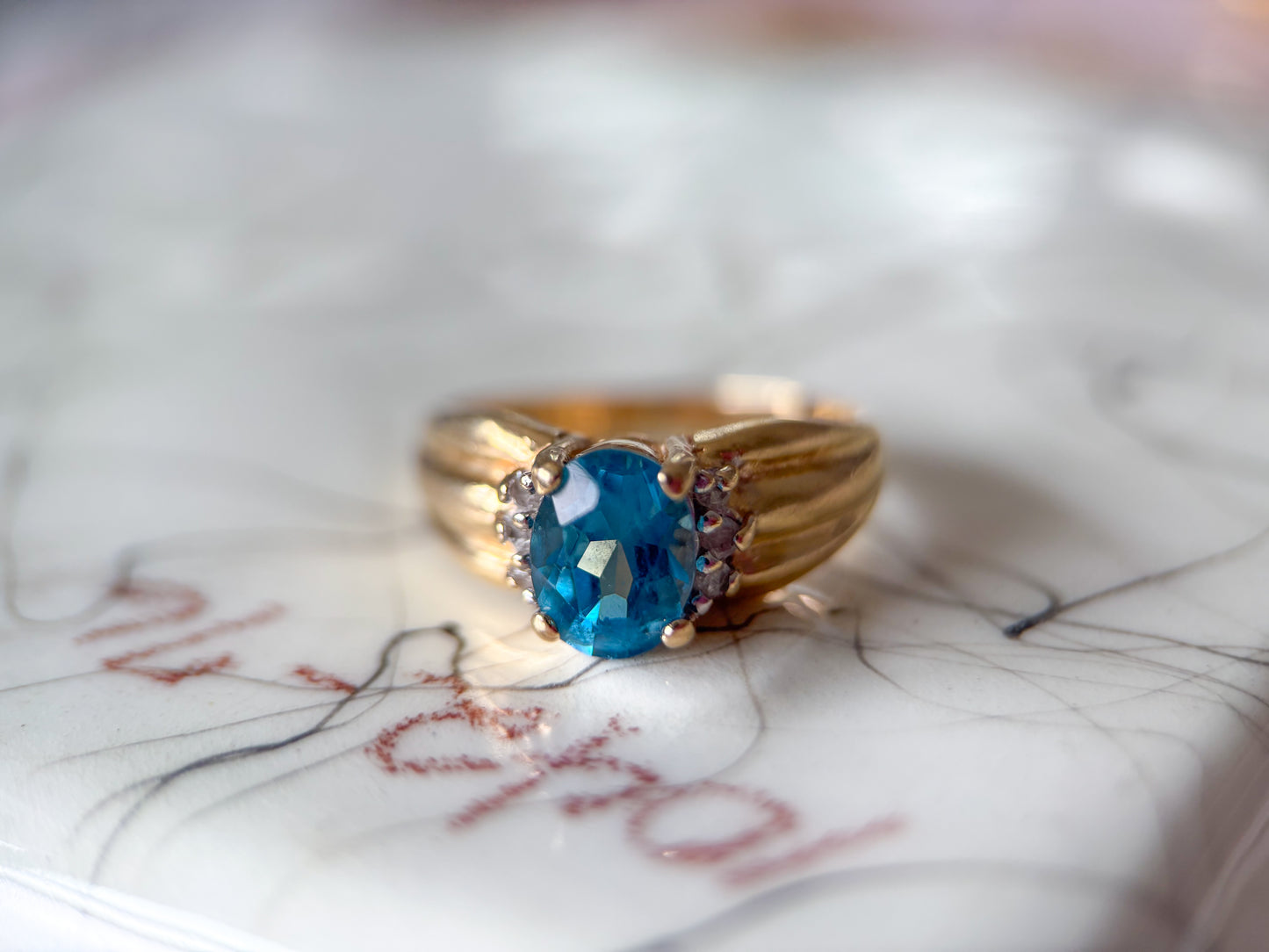Various Vintage Natural Topaz 14k Yellow Gold Rings