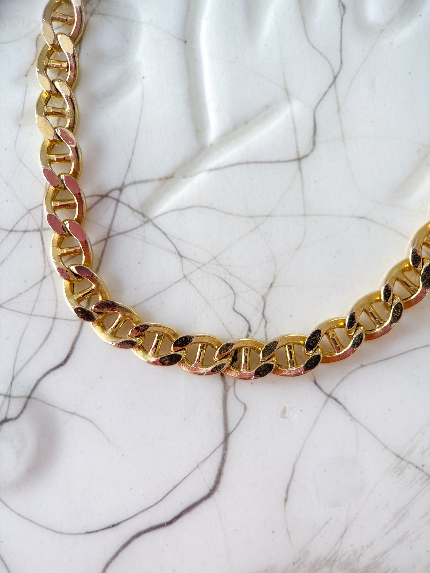 Vintage Mariner 10k Yellow Gold Chain 7.5 Inch Bracelet