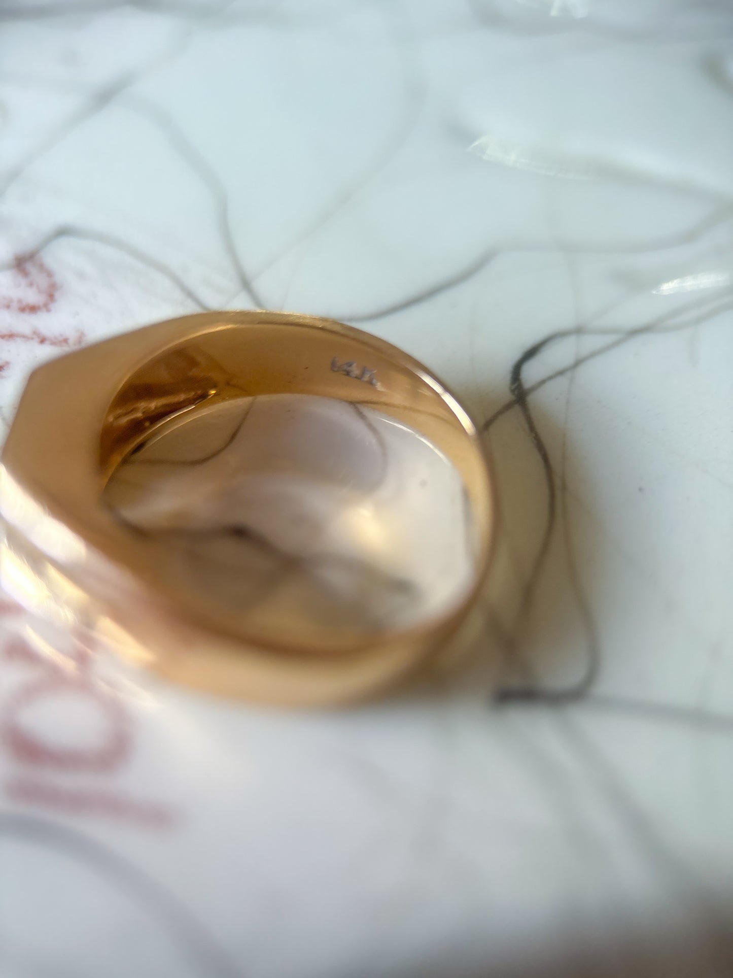 Vintage Chunky Natural Diamond Letter "R" 14k Yellow Gold Ring